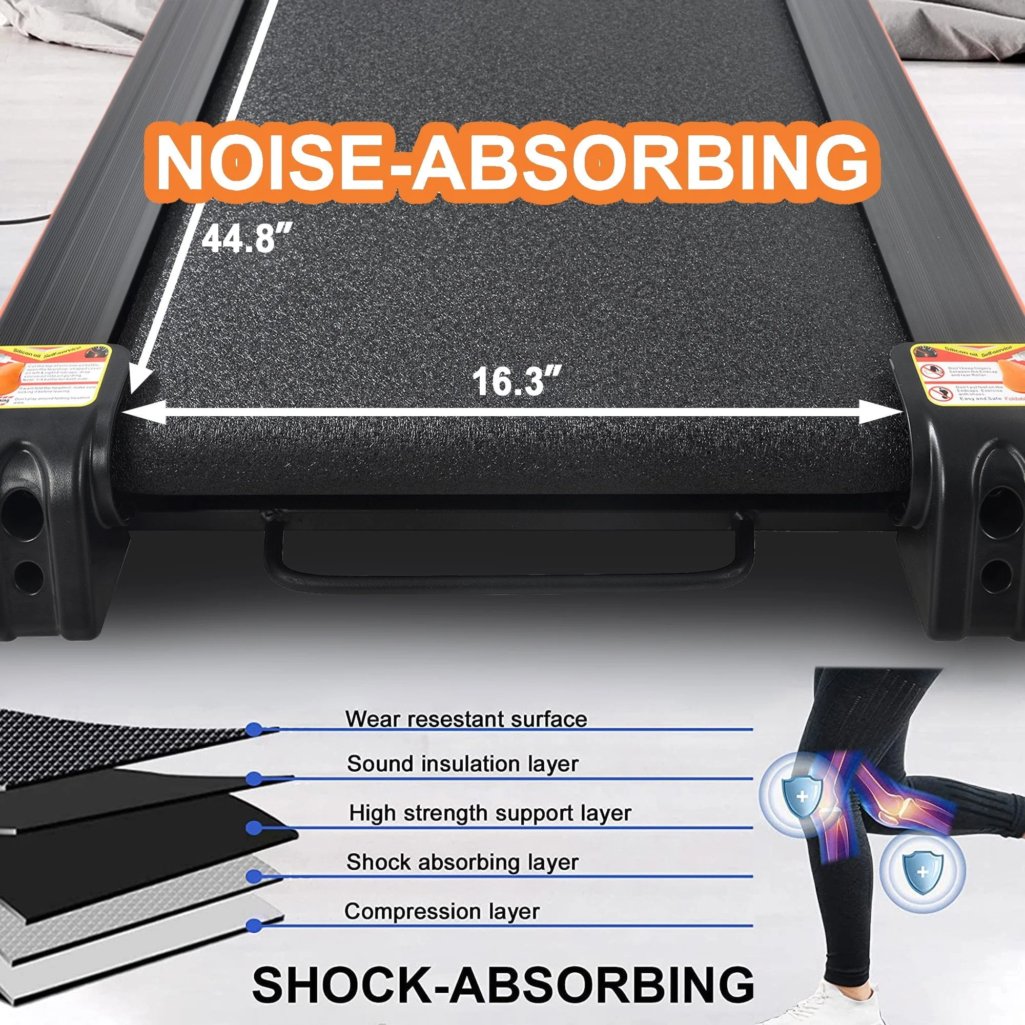 HLAiLL Folding Treadmills With Incline 330lb Capacity Running Machine with Bluetooth Speaker, Device Holder, Easy Assembly&Space-Saving for Walking, Jogging, Running