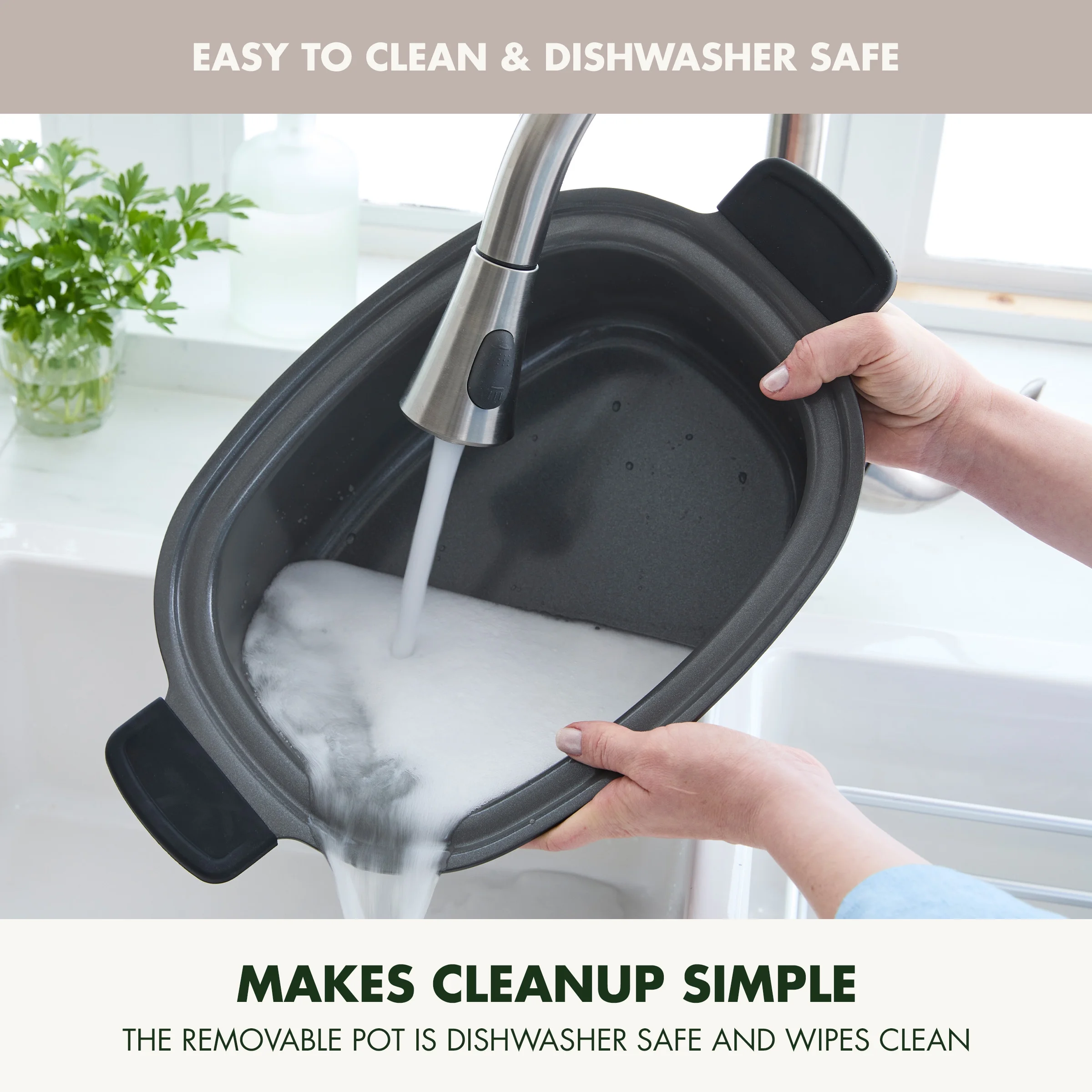 GreenPan 6-Quart, 14-in-1 Slow Cooker, Family Size, Ceramic Nonstick, Dishwasher Safe Parts, Black