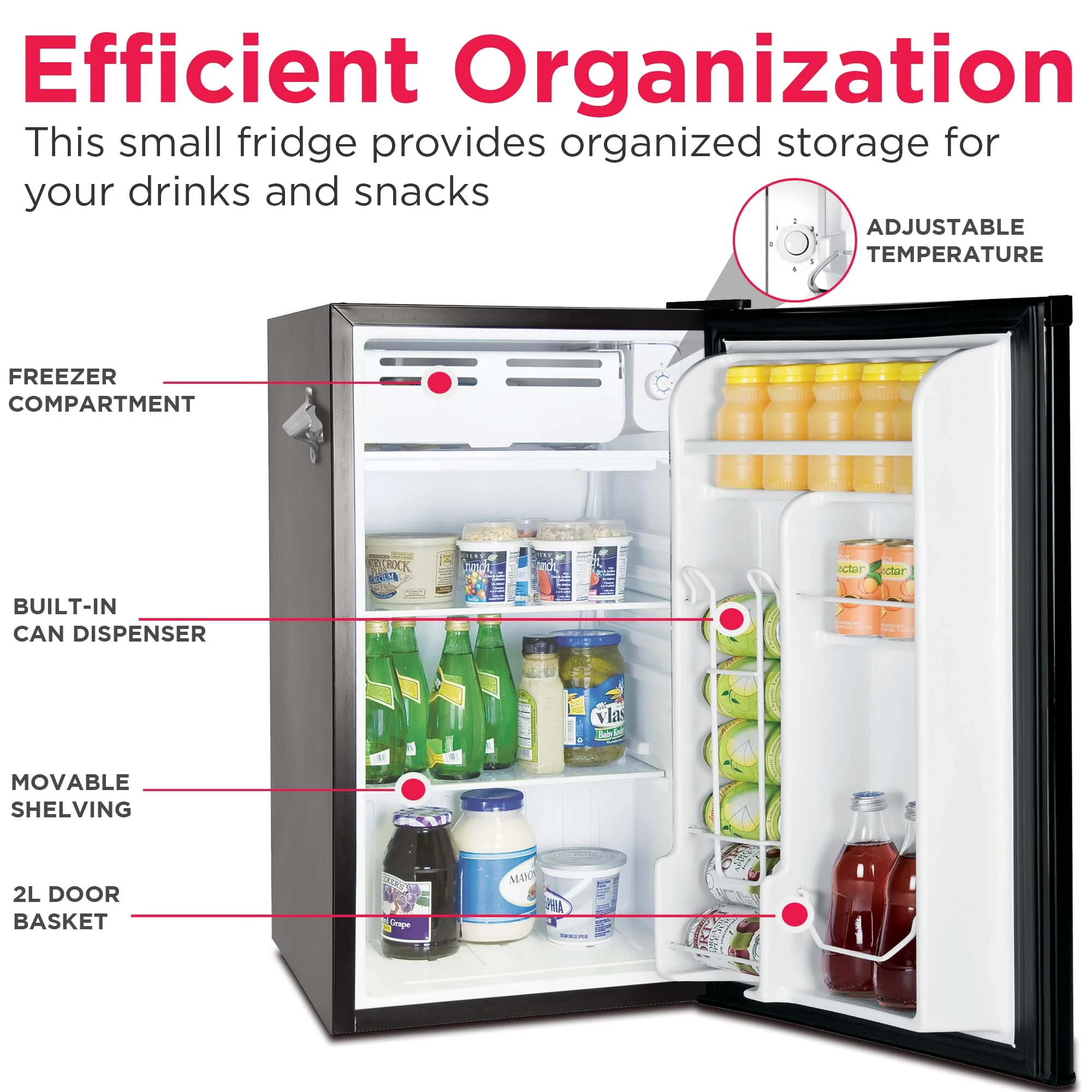 Frigidaire EFR376-C-PINK 3.2-Cu.-Ft. 65-Watt Retro Bar Fridge with Side Bottle Opener (Pink)