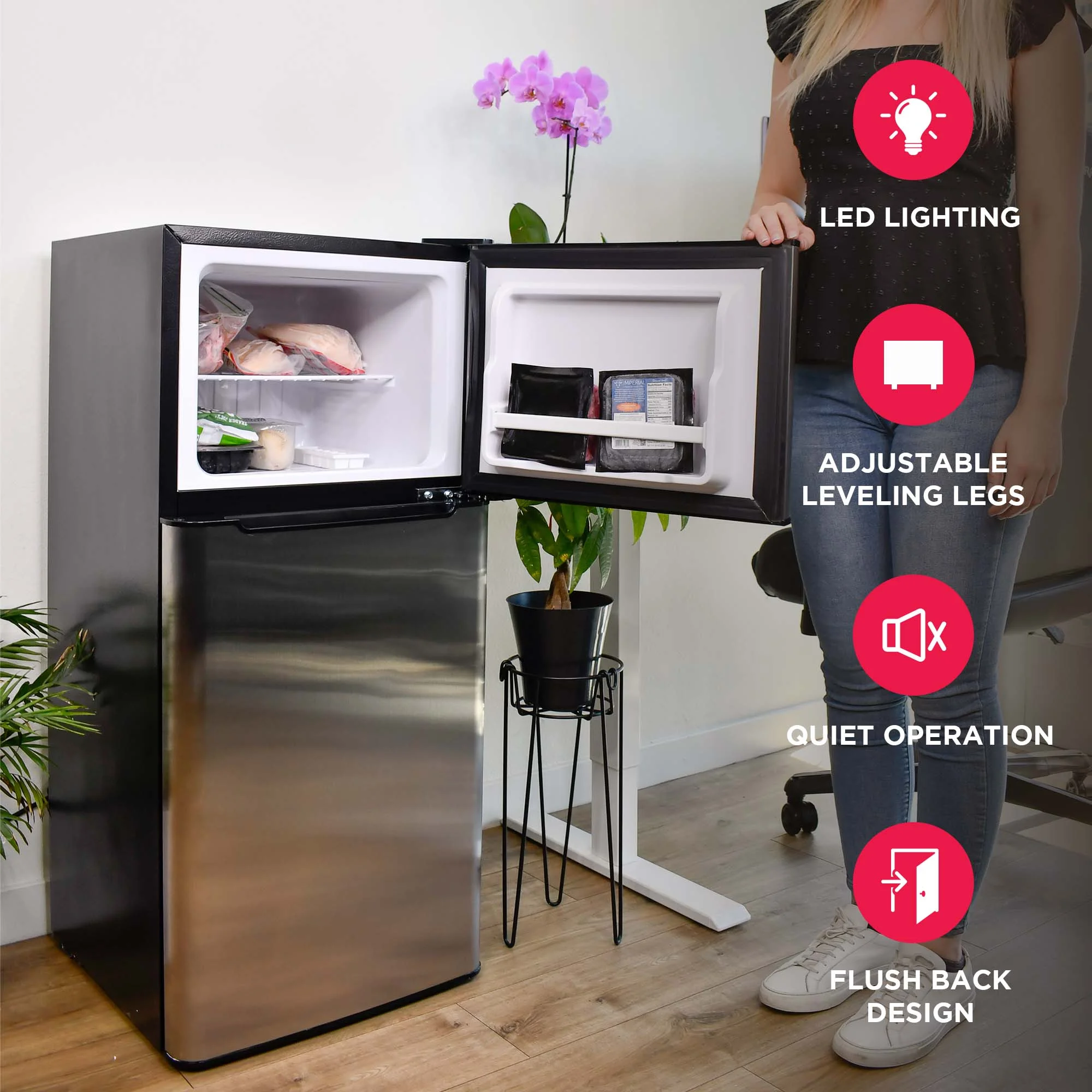 Frigidaire, 4.5 Cu. ft., 2 Door Compact Refrigerator-Chrome Trim, EFR451, Platinum