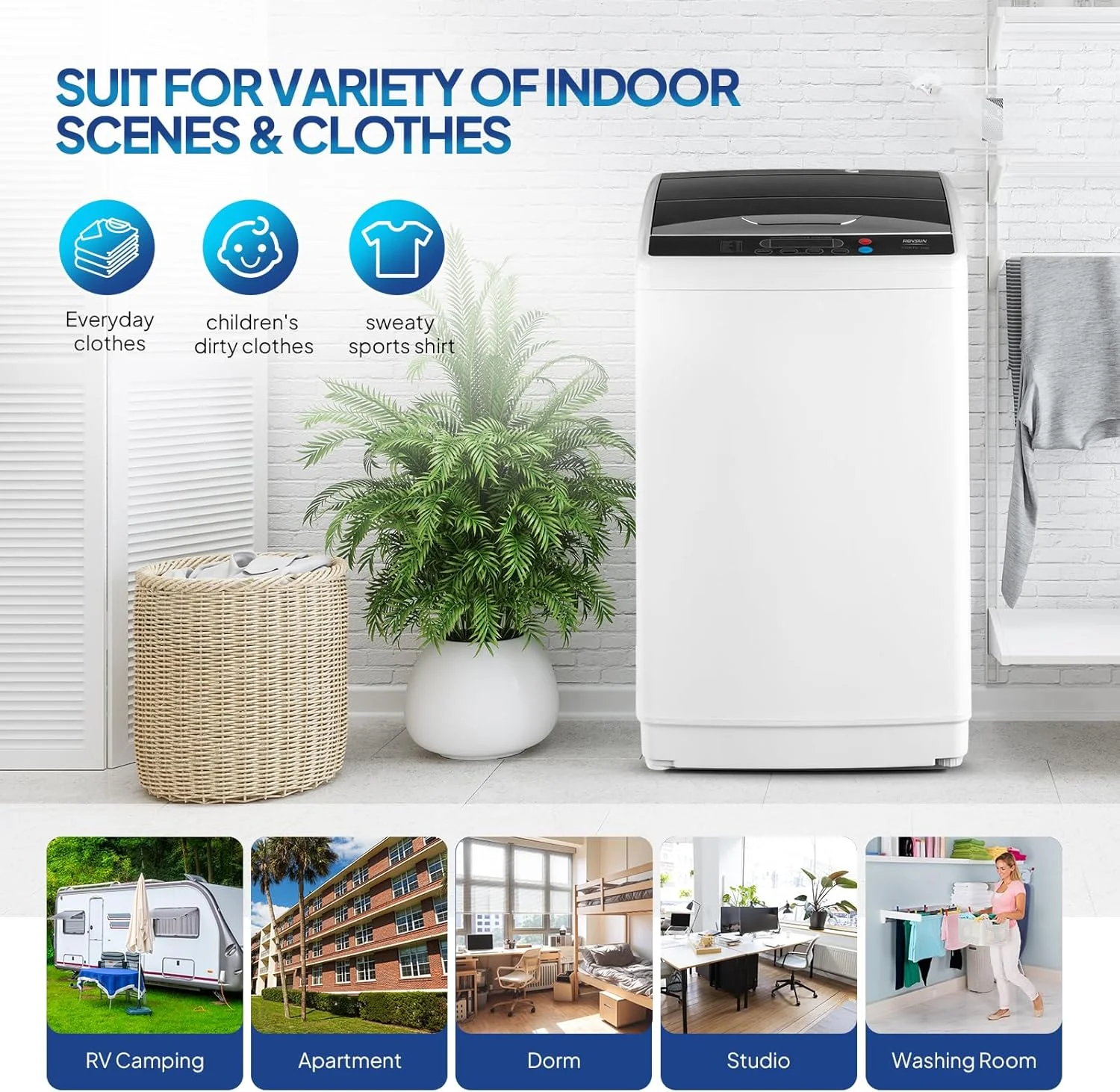 VINGLI 25LBS Full-Automatic Electric Laundry Machine�� Portable Washing Machine with Stainless Steel Drum, 110V Compact Washer, Washer and Dryer Combo for Apartment, Dorms, RV, Grey