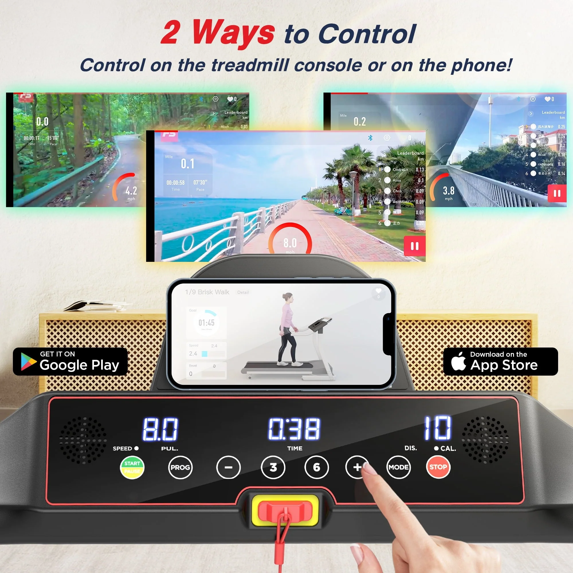 Folding Treadmill Clearance for Home with Adjustable Incline, Smart APP, 8MPH Speed, 250lbs, HiFi Bluetooth Speakers, 15 Programs 3 Modes, 3.0HP Foldable Compact Treadmill Walking Running Machine