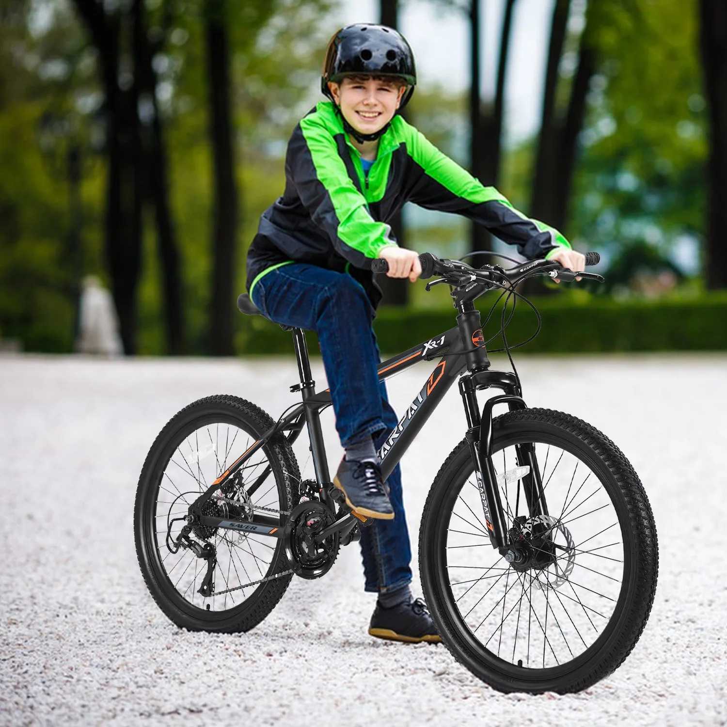 Ecarpat Mountain Bike, 24-Inch Wheels Bikes Shimano 21-Speed with High Carbon Steel Frame Mechanical Disc Brakes Front Suspension Fork for Youth Adults Multiple Colors