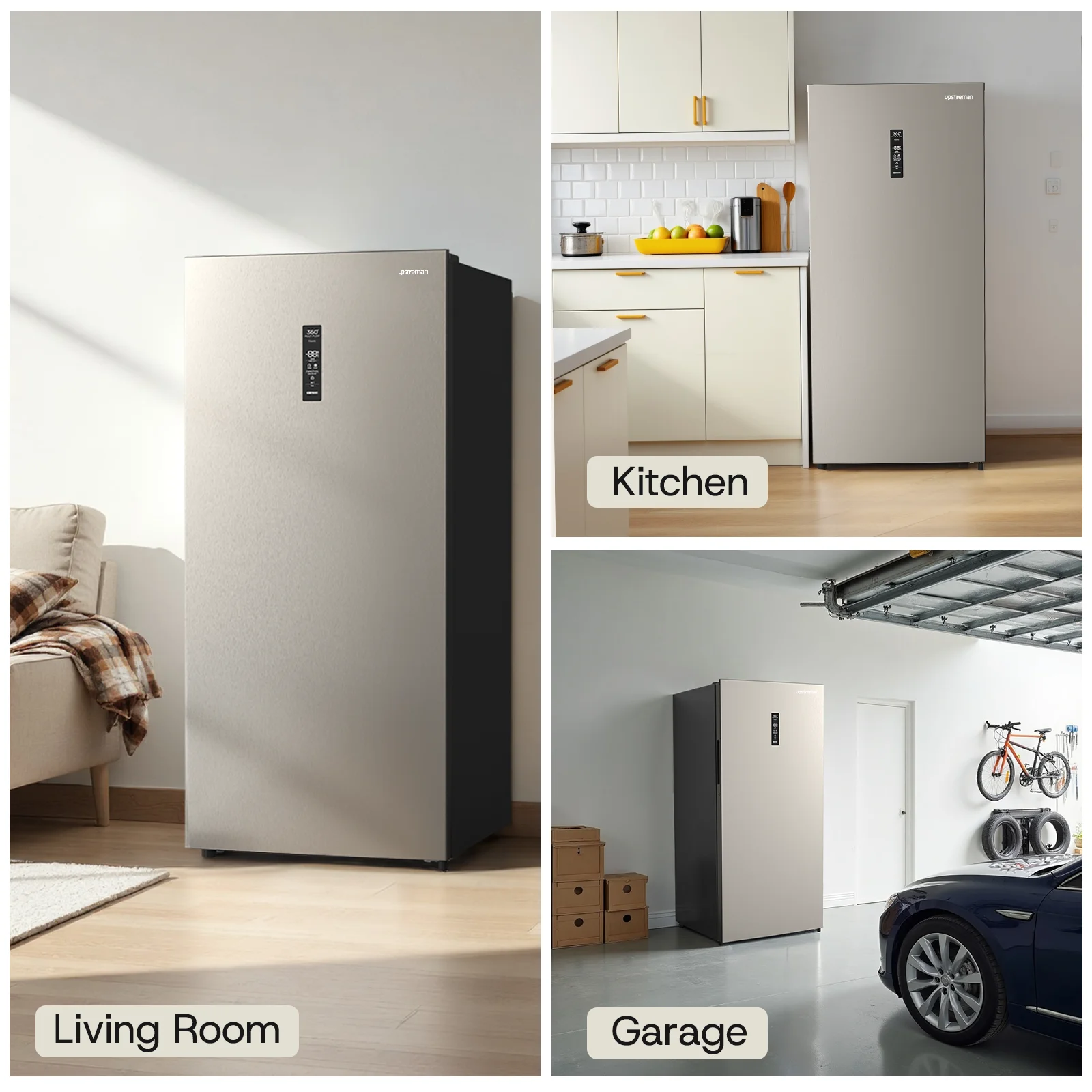 Upstreman 14 Cu. Ft. Convertible Upright Freezer, Upright Convertible Freezer Fridge Stand Up Freezer with Smart Electronic Control, Frost Free, Energy Star