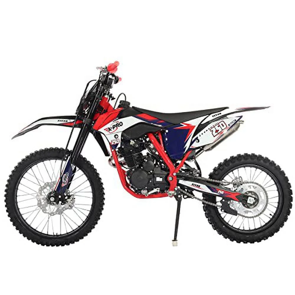 X-Pro Brand New Titan 250cc Gas Pit Dirt Bike with LED Headlight, 5-Speed Manual Transmission, Electric/Kick Start! Big 21