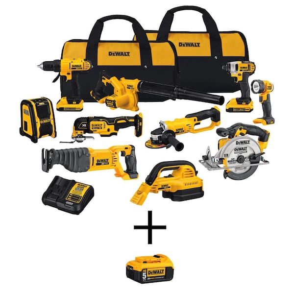 20V MAX Cordless 10 Tool Combo Kit, (2) 20V 2.0Ah and (1) 20V 5.0Ah Batteries, and Charger