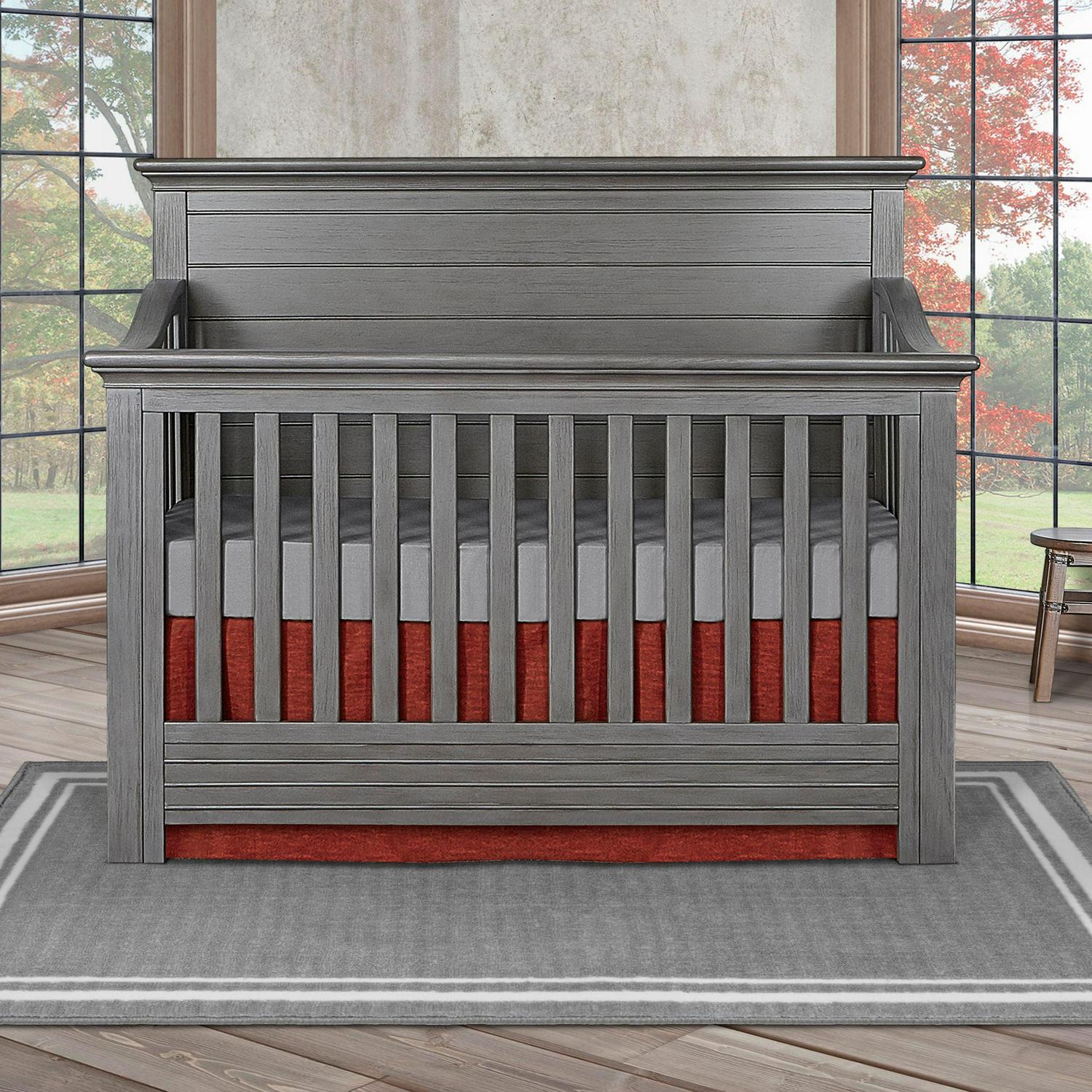 evolur Waverly 5-in-1 Full Panel Convertible Crib. Rustic Grey