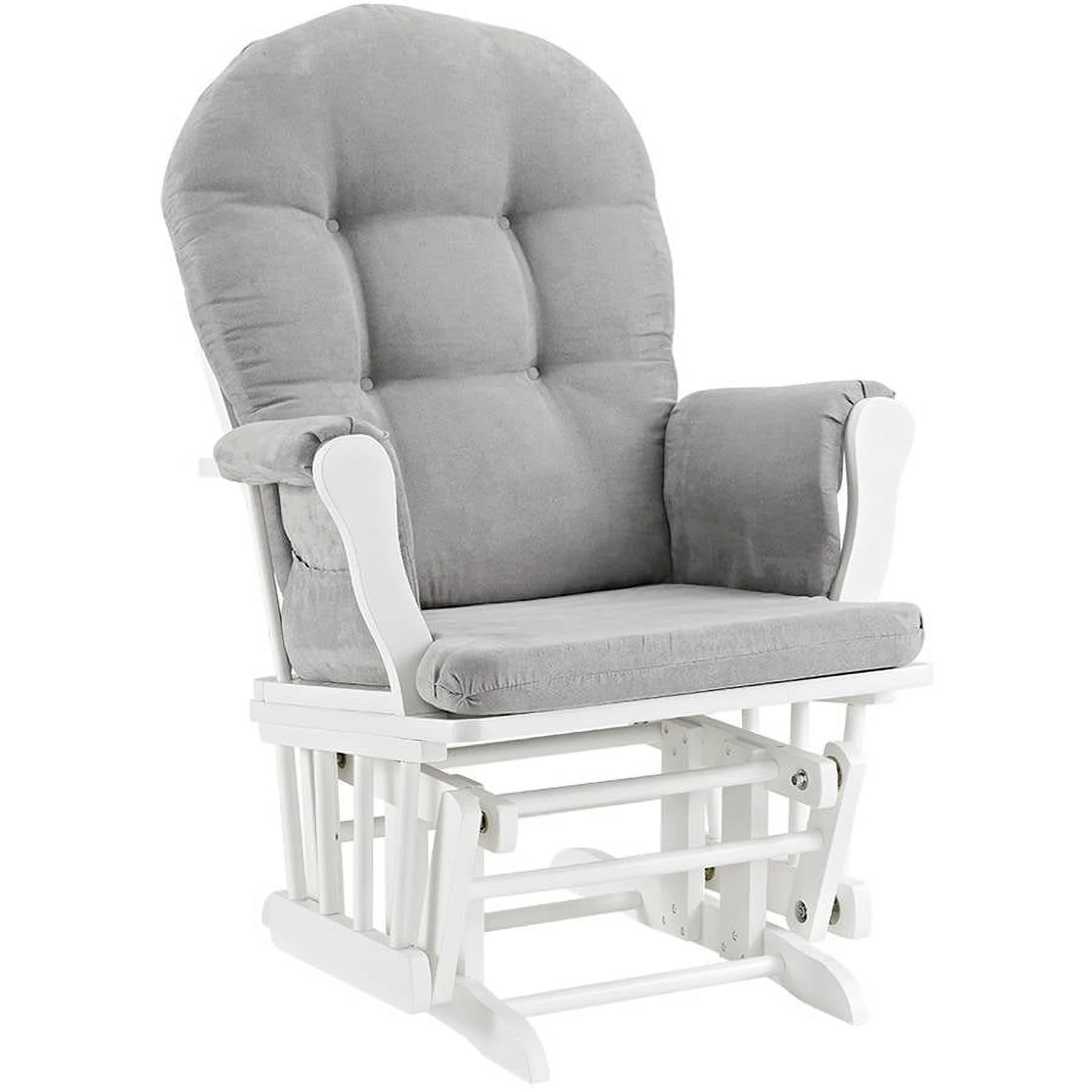 Angel Line Windsor Glider and Ottoman, Natural Finish with Gray Cushions