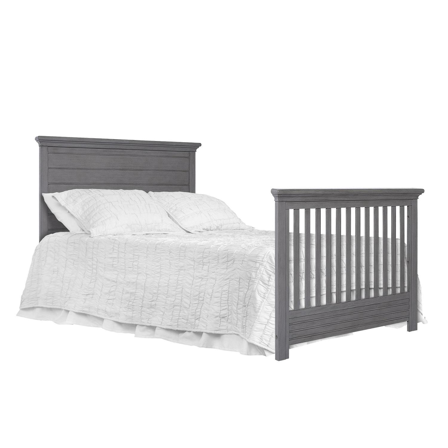 evolur Waverly 5-in-1 Full Panel Convertible Crib. Rustic Grey