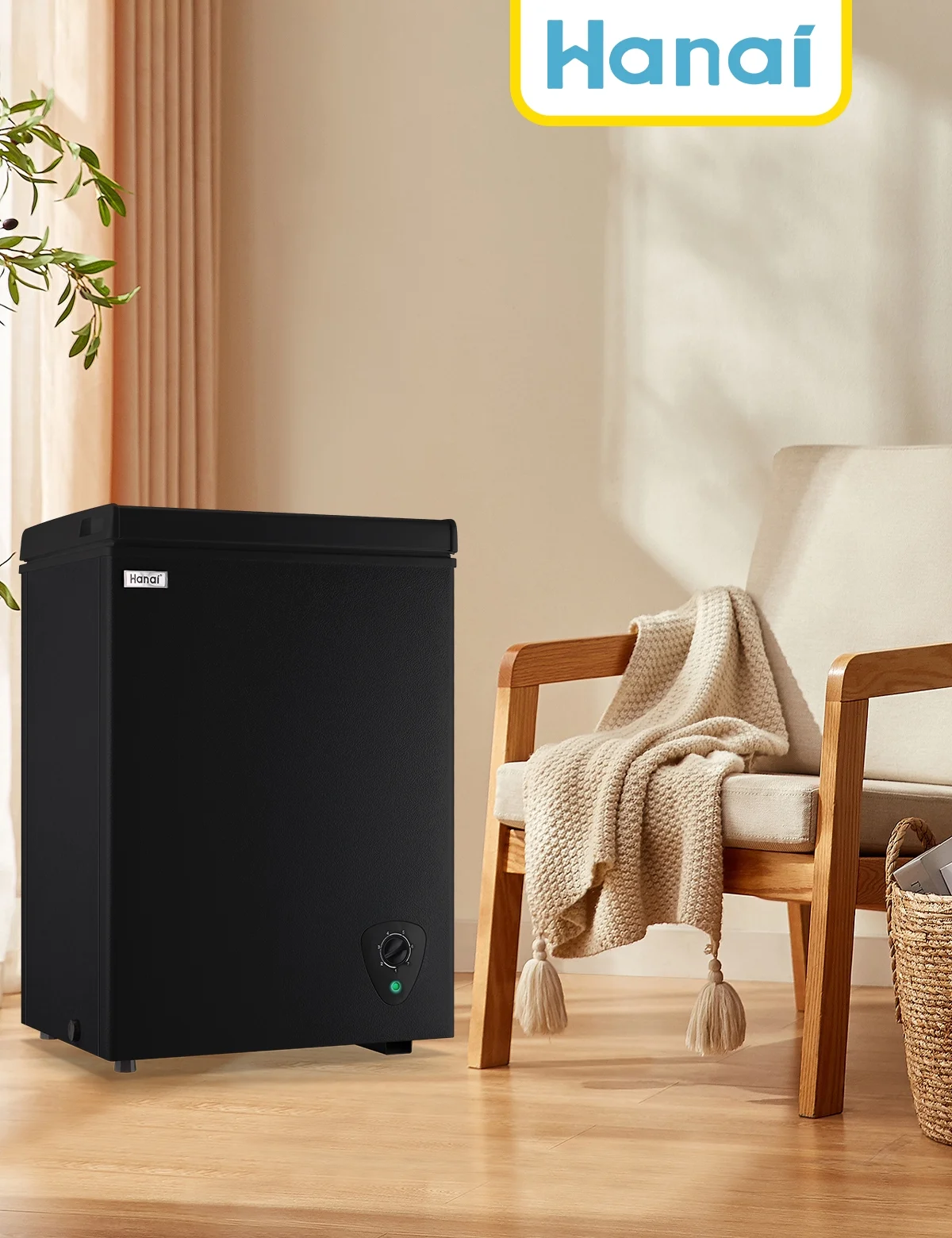 WANAI 3.5 Cu.ft Chest Freezer Small Deep Freeze with 7 Gears Temp Control Office Dorm Kitchen White