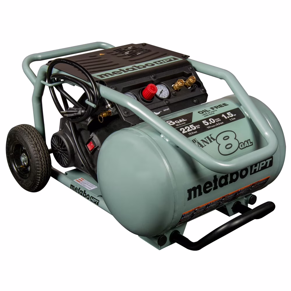 Metabo HPT Air Compressor, THE TANK, 8-Gallon Trolley Air Compressor, 225 PSI, Versatile for Use with Framing, Siding, Finish, or Roofing Nailers, Easy Mobility with Rubber Tires, EC1315S
