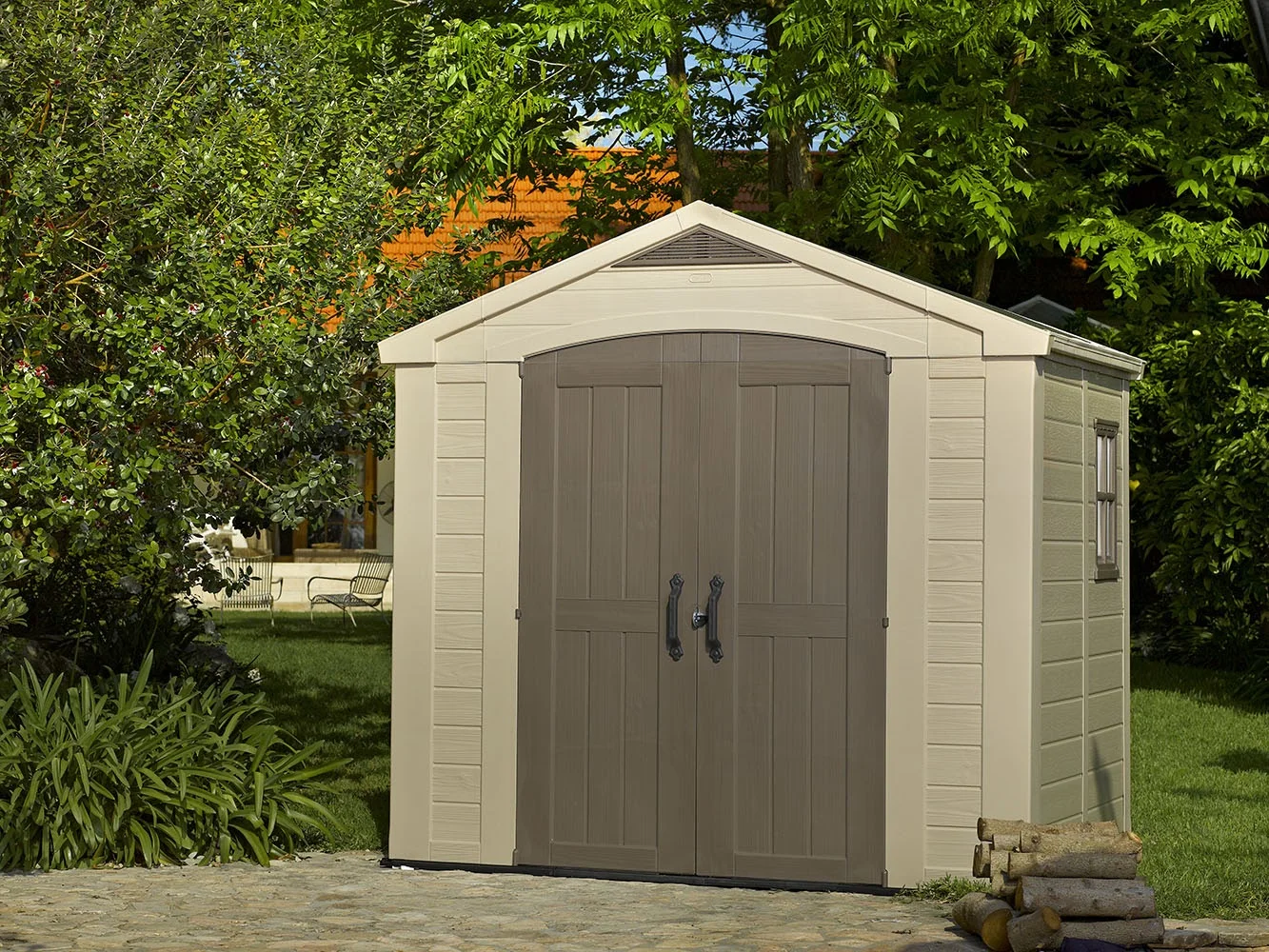 Keter Factor 8 x 11 Foot All Weather Resin Outdoor Storage Shed, Taupe