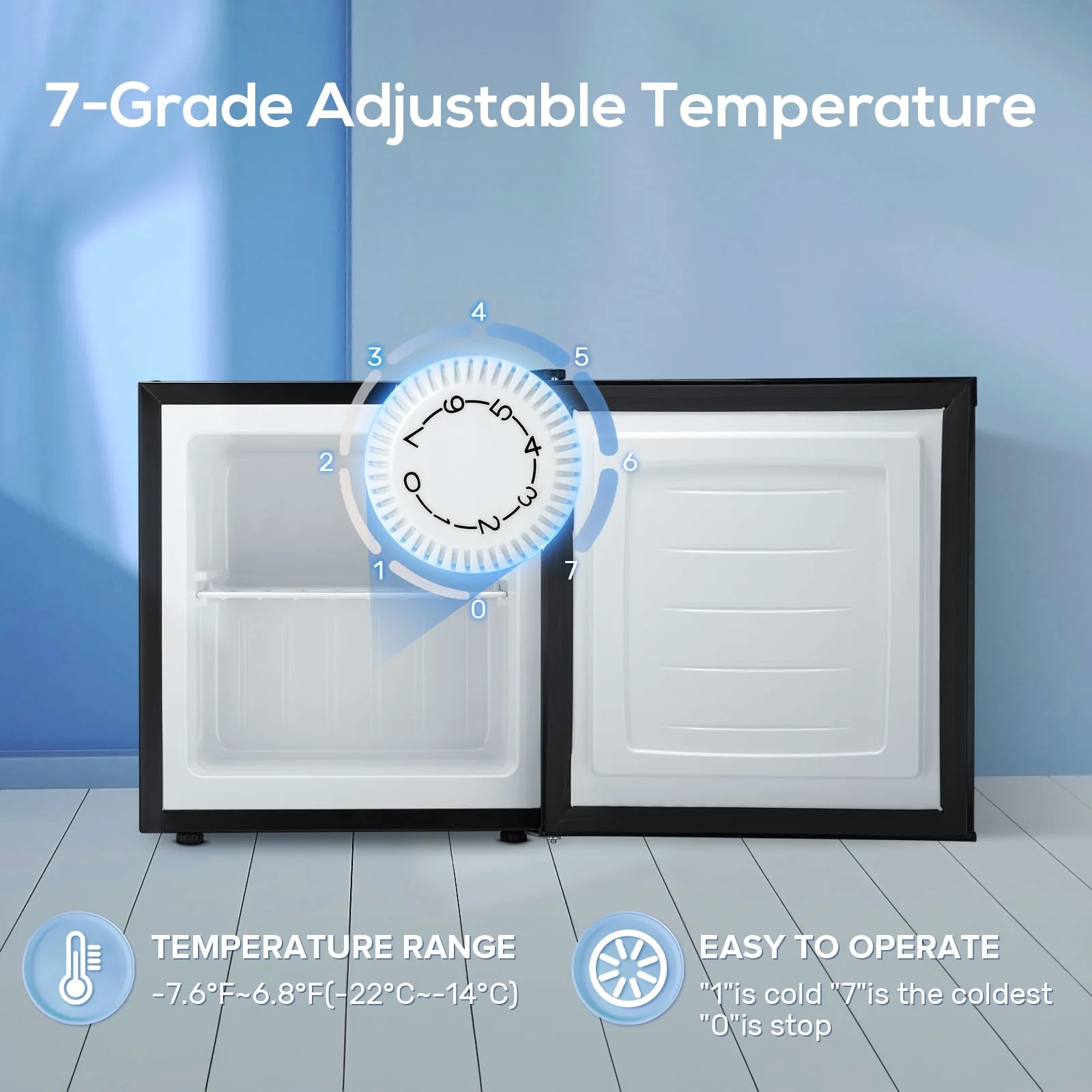 KNDKO Upright Freezer, 1.2cu.ft Mini Freezer with Adjustable Thermostat & Removable Shelves, Stand Up Freezer for Home/Office/Dorm, White