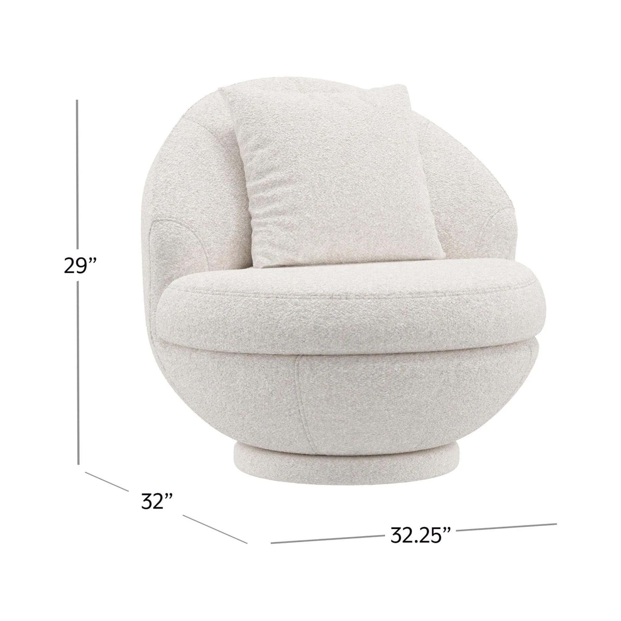 Hillsdale Boulder Upholstered Swivel Storage Chair, Ash White