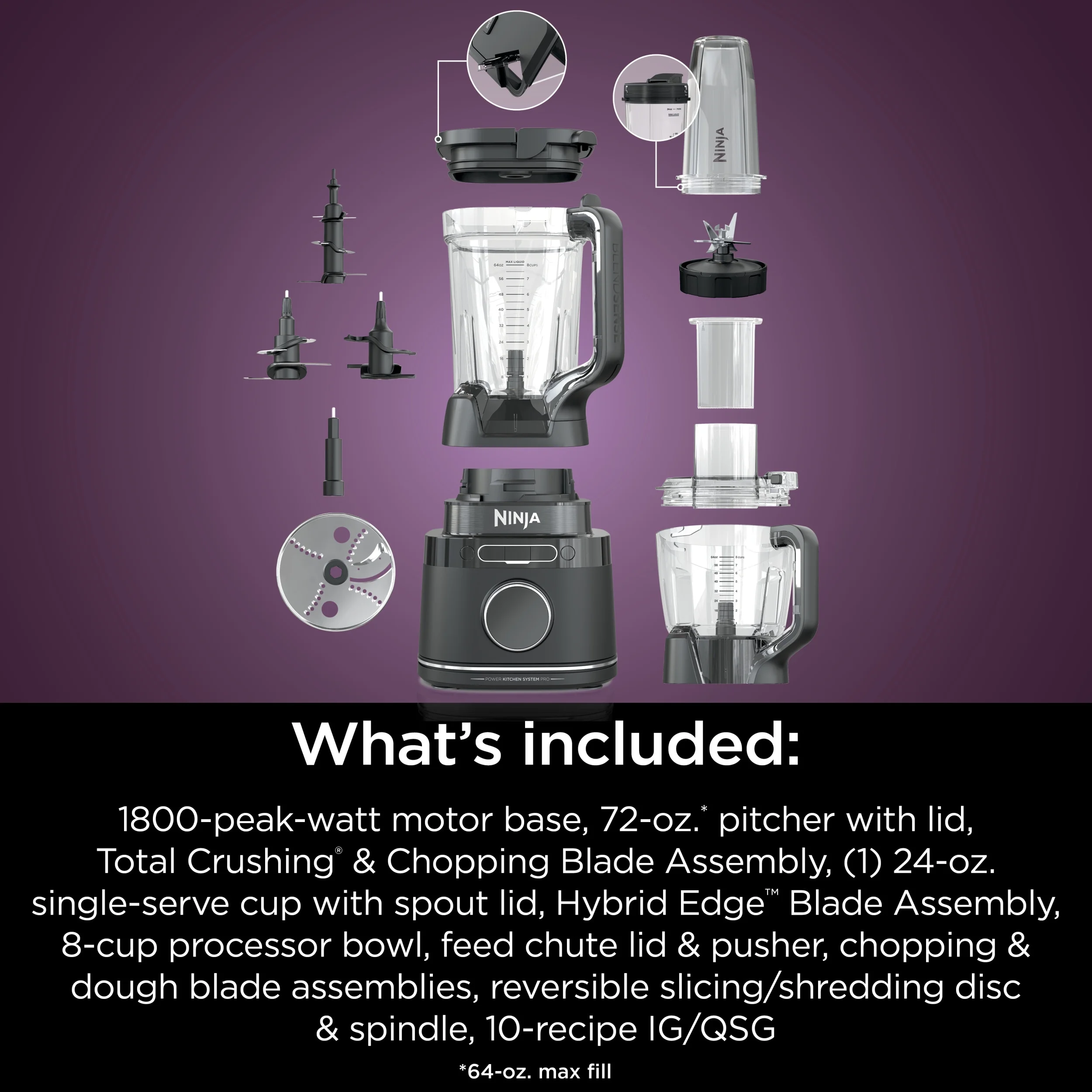 Ninja Detect Kitchen System Power Blender + Processor with Blend Sense Technology, Silver, TB400
