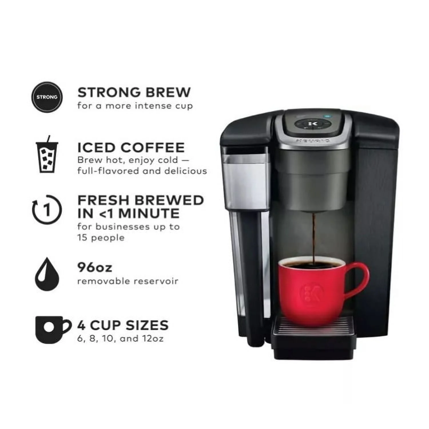 Keurig K-1550 Small Business Coffee Maker with Quiet Brew Technology, Strong Button, and 96 oz. Water Reservoir (Black)
