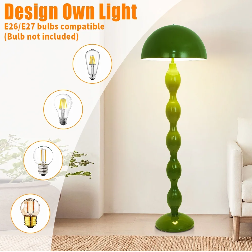 Mushroom Floor Lamp, Modern LED Floor Lamp, 59 Inch Simple Green Mushroom Lamp For Bedroom, Living Room, Office (Bulb Not Included)