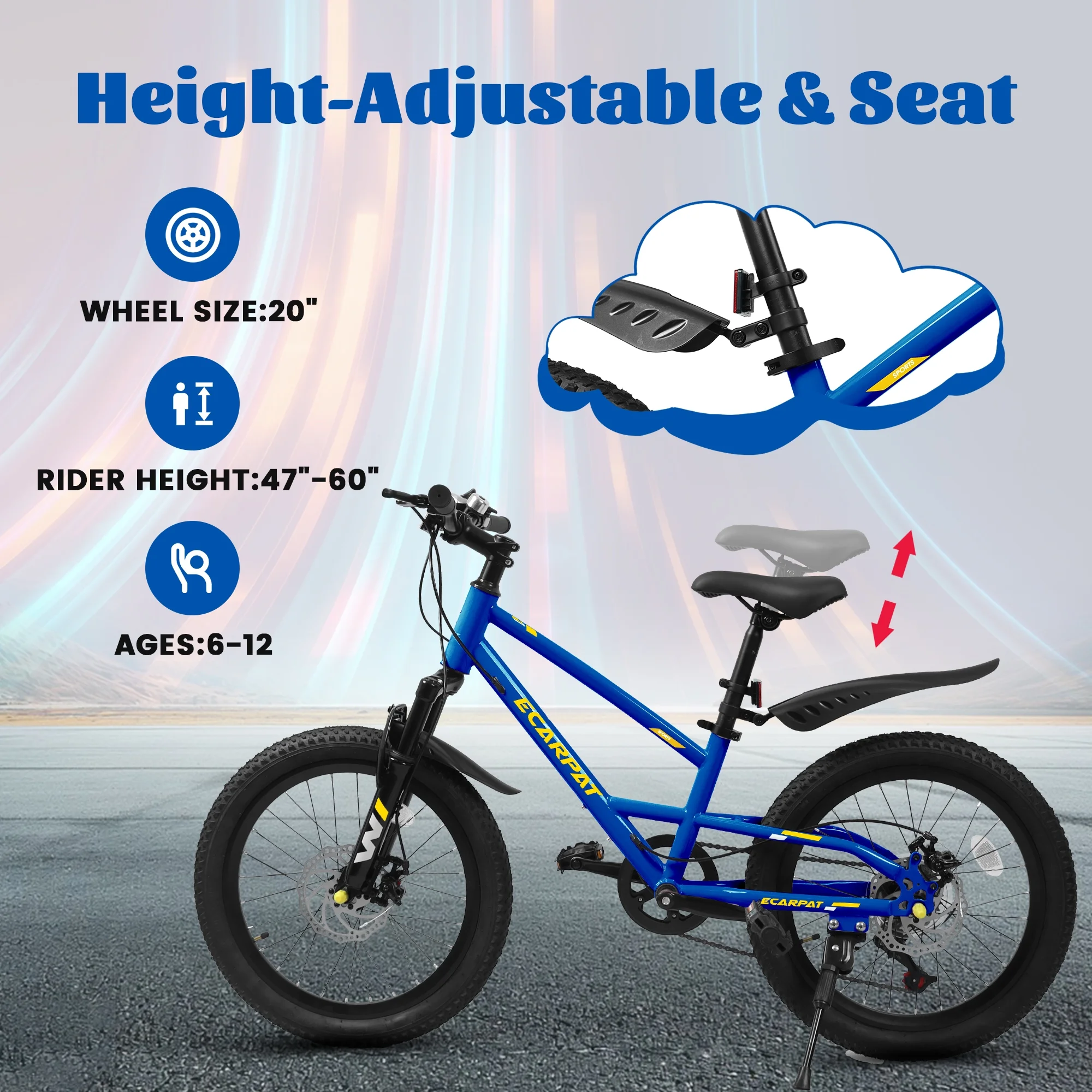 Kids' Bicycles 20 Inch Mountain Bike For Boys Girls Ages 5-10, 7 Speed Mtb Summer Travel Birthday Gifts Children Bicycles