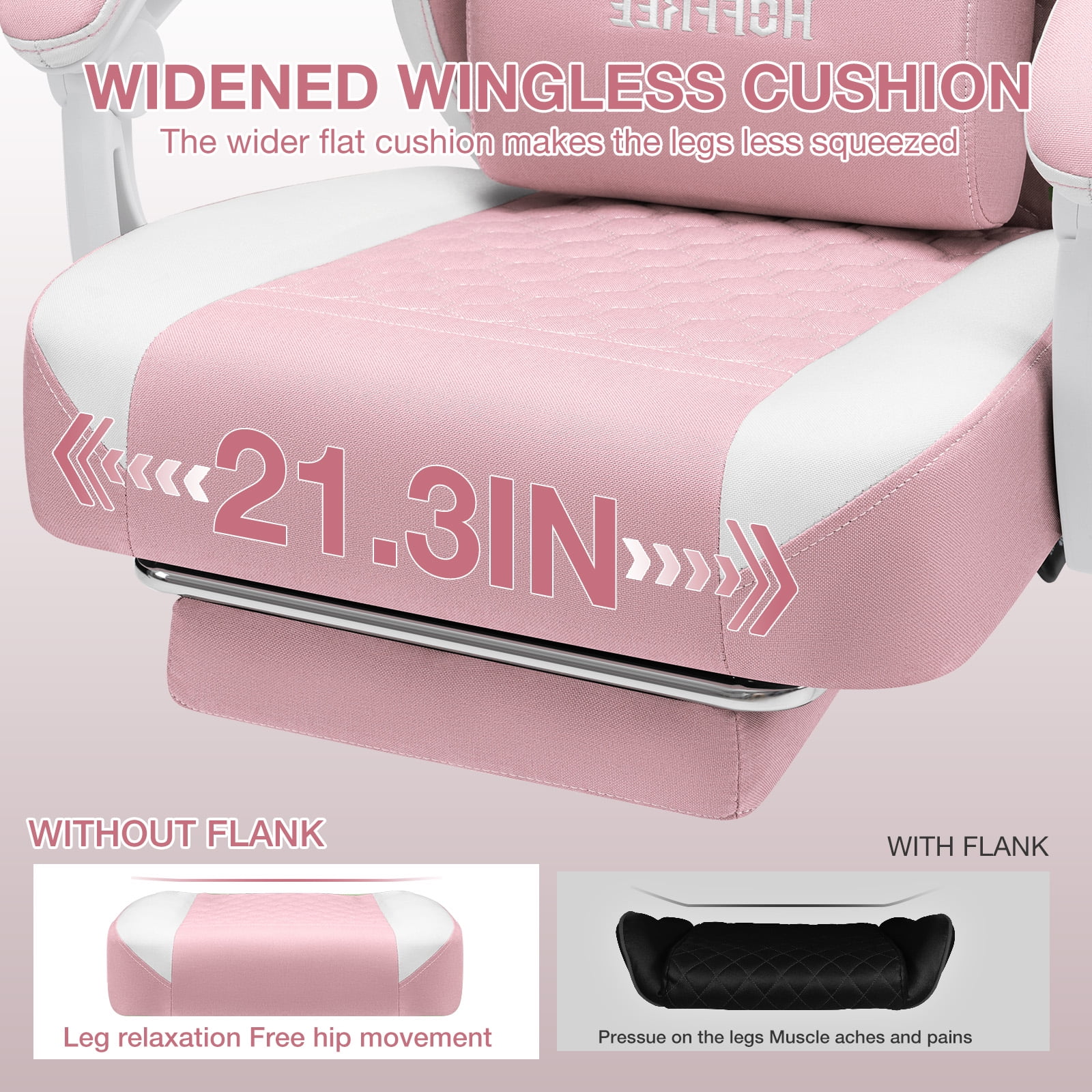 Hoffree Gaming Chair with Speakers Fabric Gamer Chair with footrest and massage Big and Tall Video Game Chair with Headrest and Lumbar Support for Adults