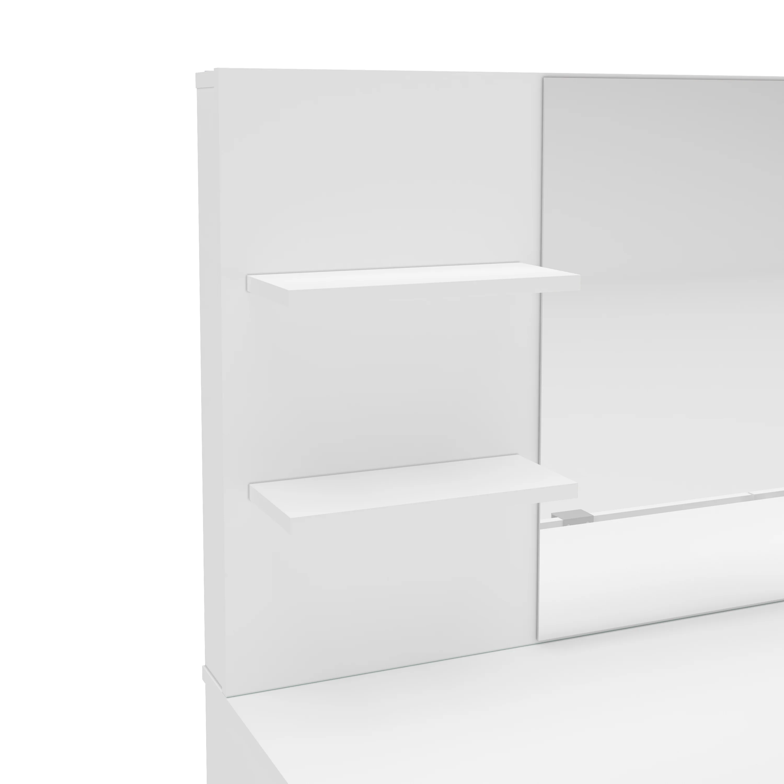 Polifurniture Amelia Modern Makeup Vanity Table with Mirror, White Finish