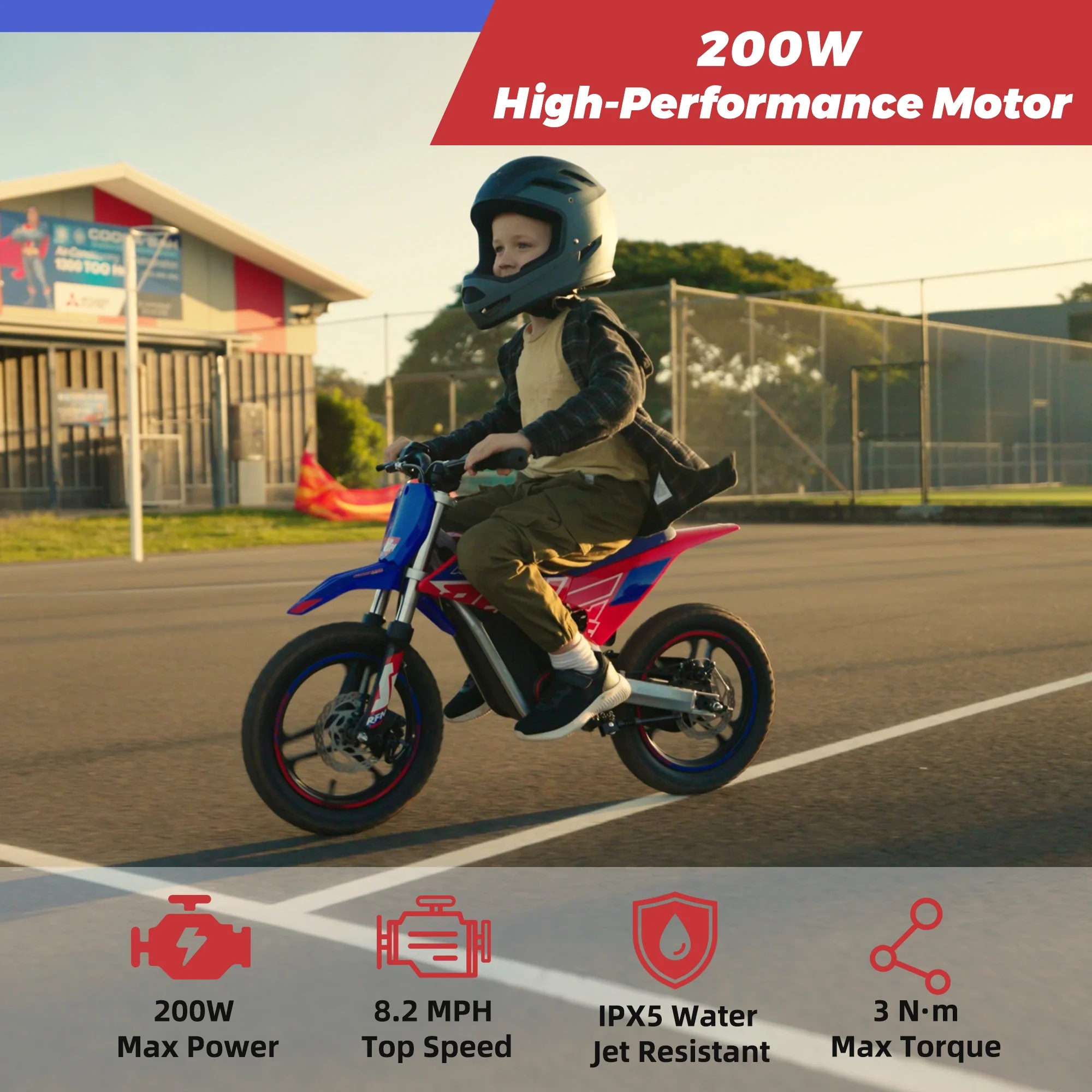 RFN Warrior Kids SX-E150 24V 200W Kids Electric Dirt Bike �?2-Speed Off-Road Motorcycle, 8 mph, 6.2 mile Range, Ages 3-6
