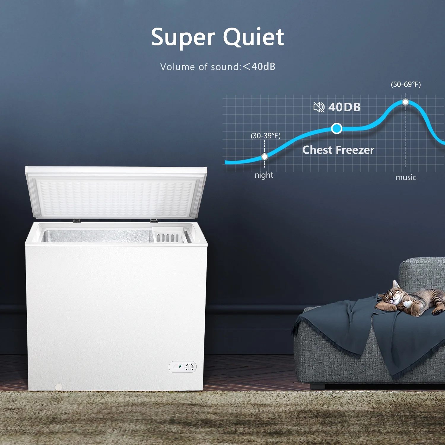 WAA 7.0 Cubic Feet Chest Freezer with 3 Removable Basket, Free Standing Top Open Door Compact Deep Freezer with Adjustable Temperature for Home/Kitchen/Office/Garage/Bar (7.0 Cu.Ft, Black)