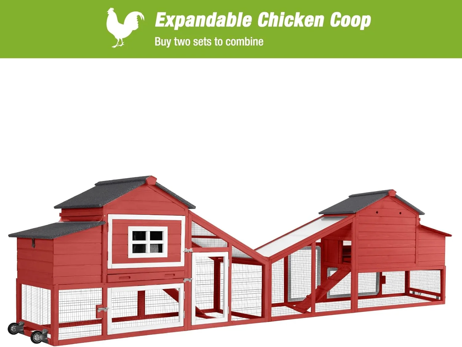 BUTINGLALE Chicken Coop Mobile Chicken House On Wheel Outdoor Rabbit Hutch for 2-4 Chickens 67