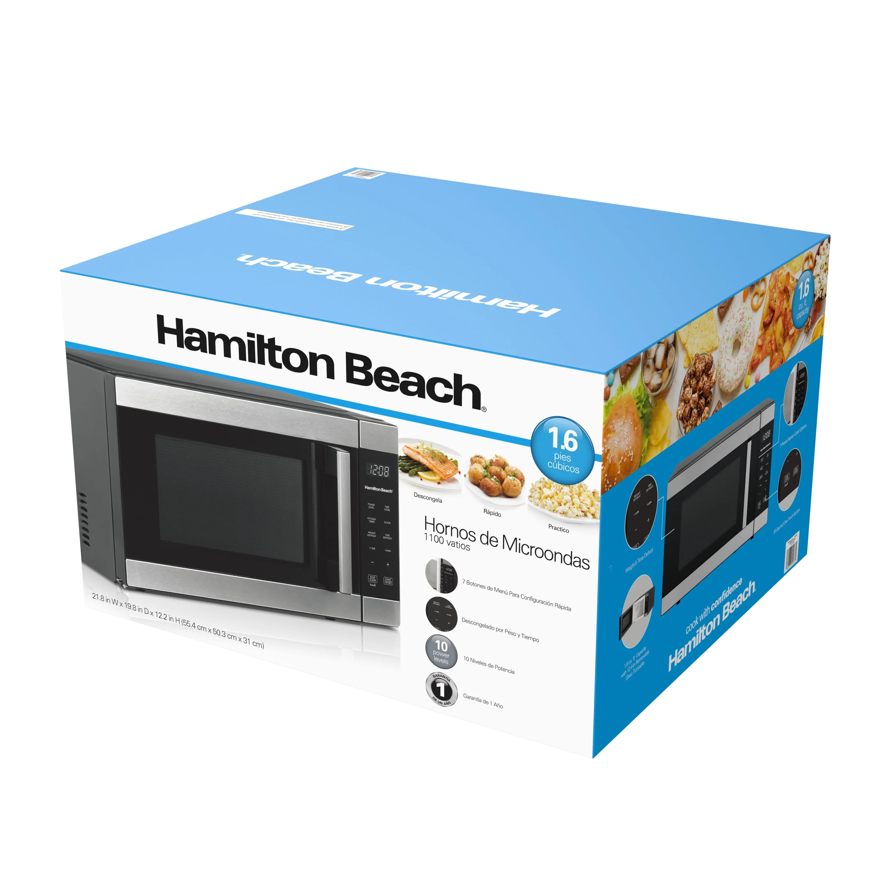Hamilton Beach 1.6 cu ft Sensor Cook Countertop Microwave Oven in Stainless Steel