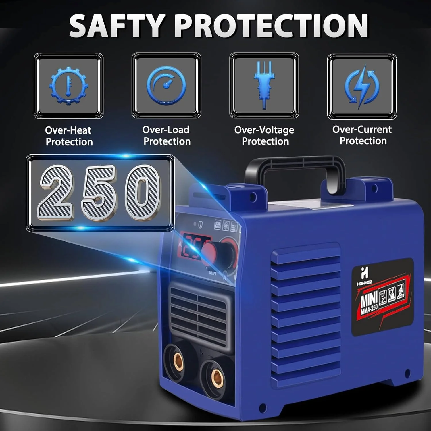 Welding Machine, Upgraded MMA-250A 110V Welder Machine,Portable Stick Welder IGBT Digital Display LCD,Home DIY Arc Welder,Hot Start Arc Force Anti-stick Mini Welder (Blue)
