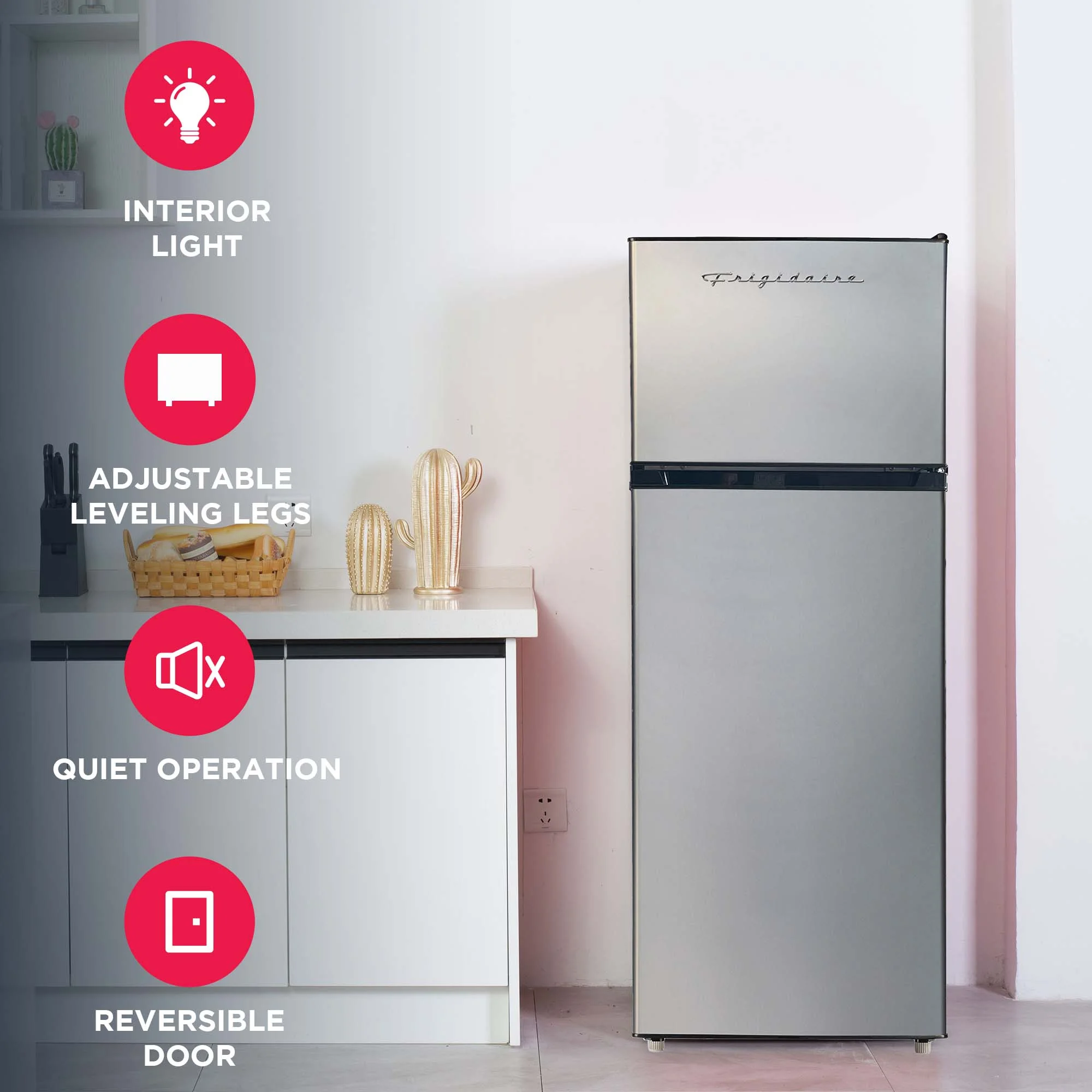 Frigidaire 21 in. 7.5 Cu. ft. Retro Refrigerator, Standard Door Style, Stainless Look - New