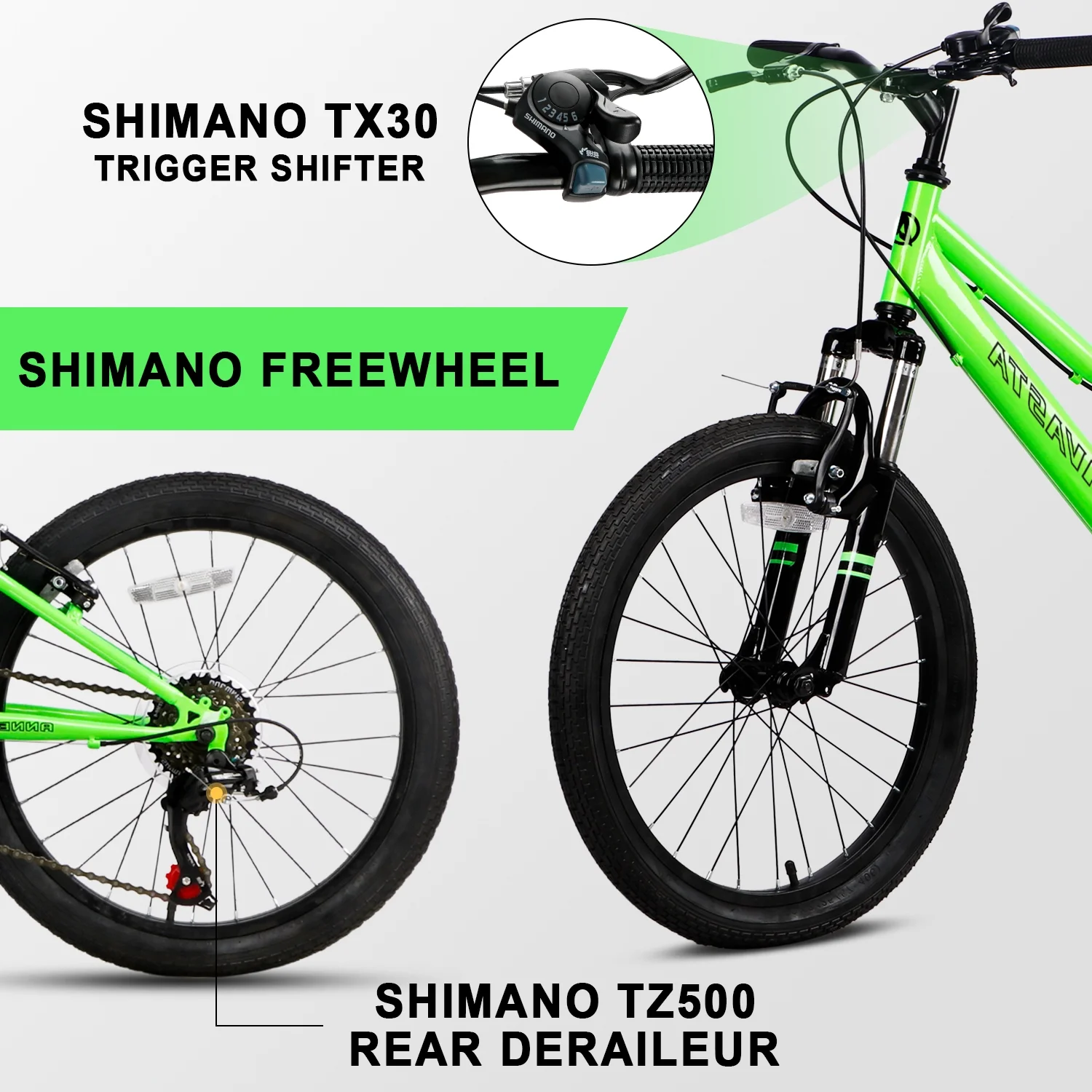 AVASTA 20'' Big Kids Mountain Bike for Age 6 7 8 9 10 11 12 Years Old Boys Girls Teen with Suspension Fork Front & Rear Dual Hand Brakes 6 Speeds Drivetrain, Cyan