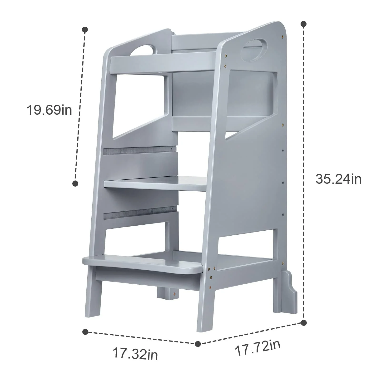 Furvclv Toddler Kitchen Stool Helper, Kids Kitchen Step Stool Baby Standing Tower Wood with Safety Rail, Child Montessori Stool for Kitchen Counter & Sink, Learning Tower for Toddlers 1-3