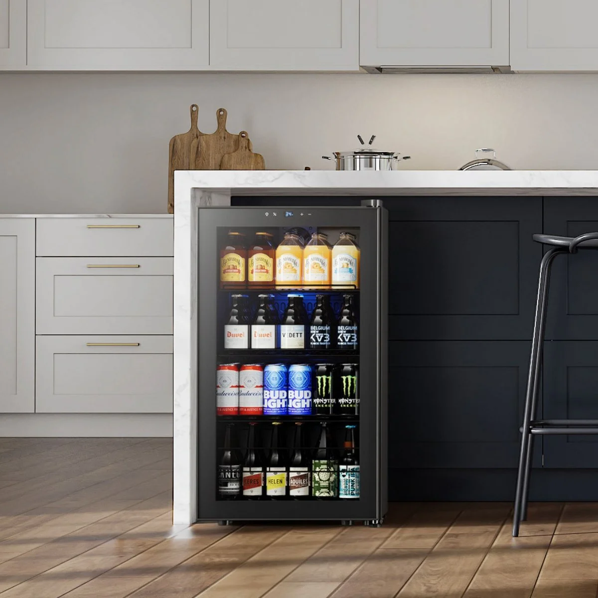 Yeego Beverage Cooler Refrigerator, Freestanding Beverage Fridge with Glass Door,102 Cans