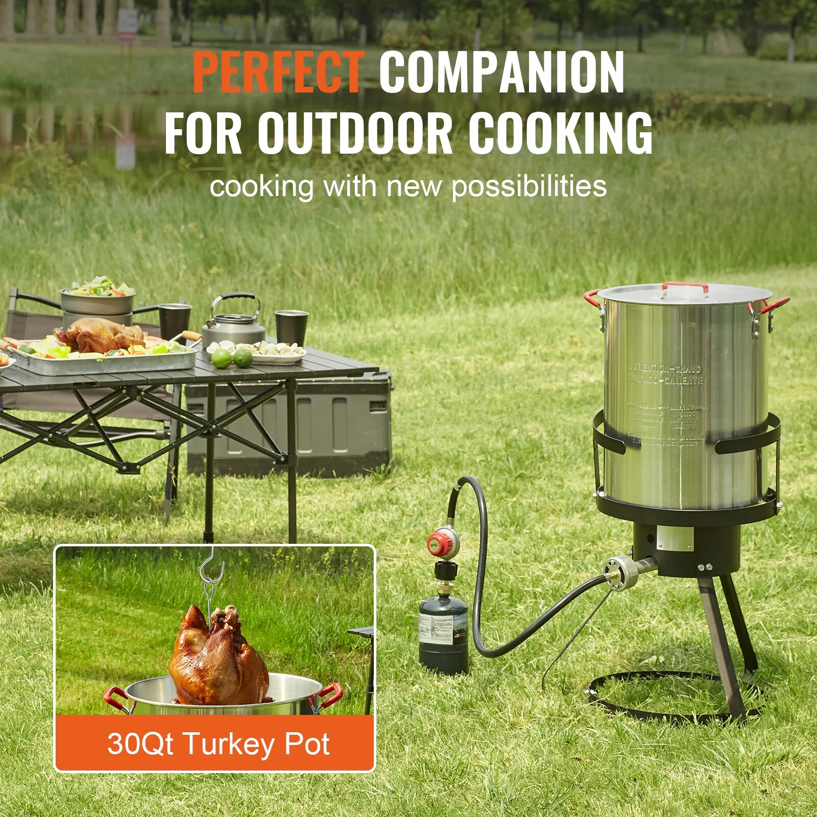 30Qt Turkey Deep Fryer Outdoor Gas Propane Stock Pot Burner Cooker 54,000 BTU