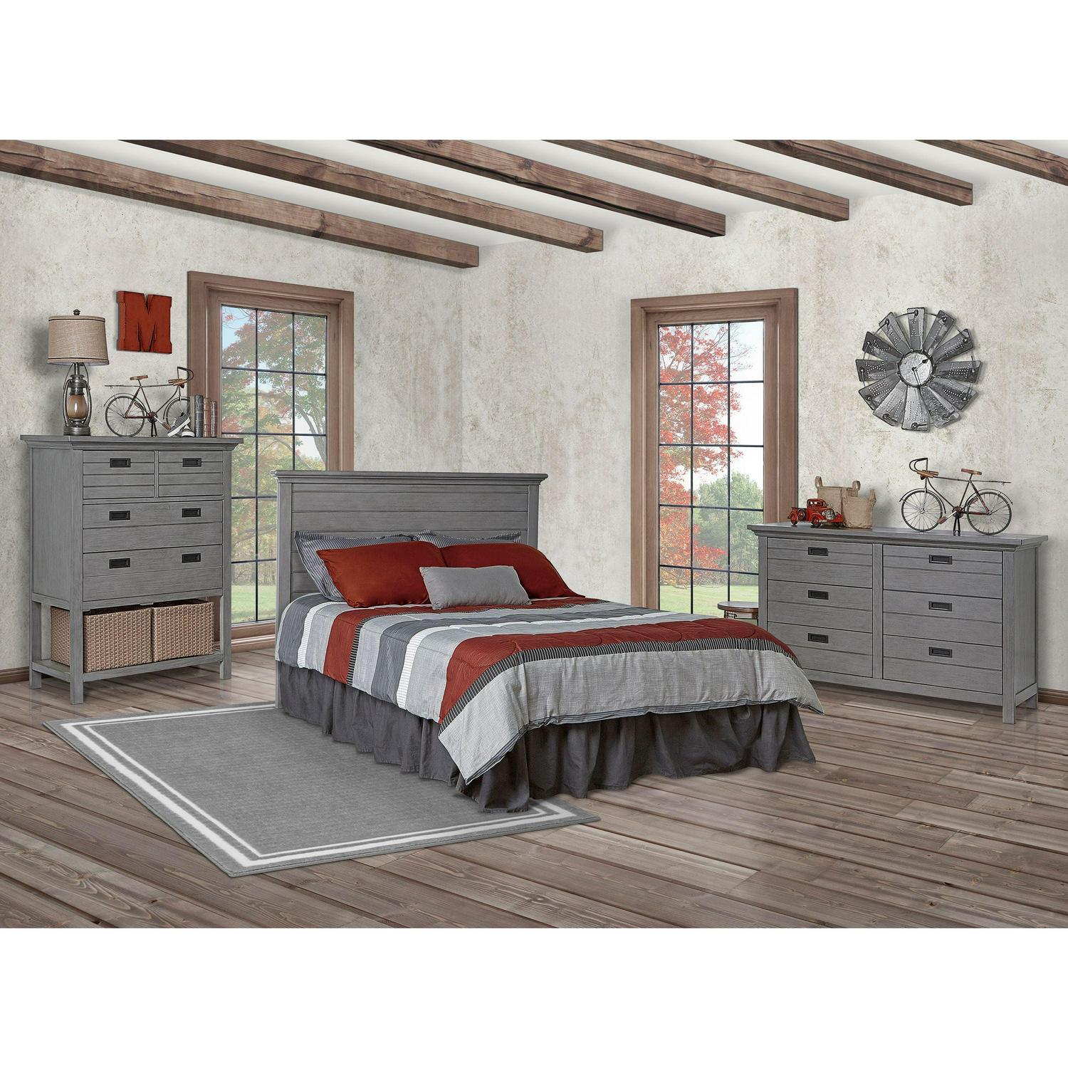 evolur Waverly 5-in-1 Full Panel Convertible Crib. Rustic Grey