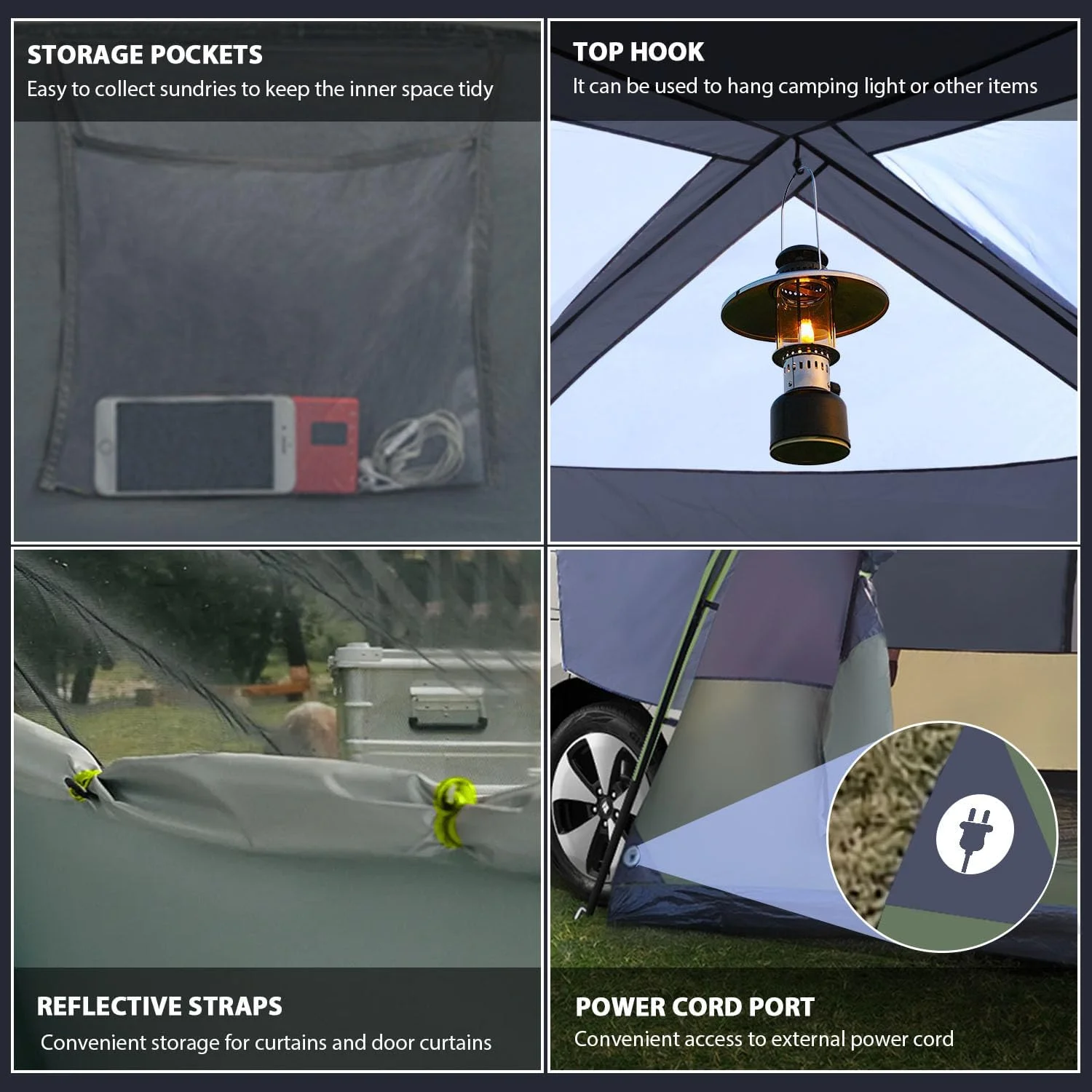 SUV Camping Tent for 6-8 Person with Rainfly,  Car Camping Tent with Waterproof, Double Layer Design with Storage Bag, Green & Gray