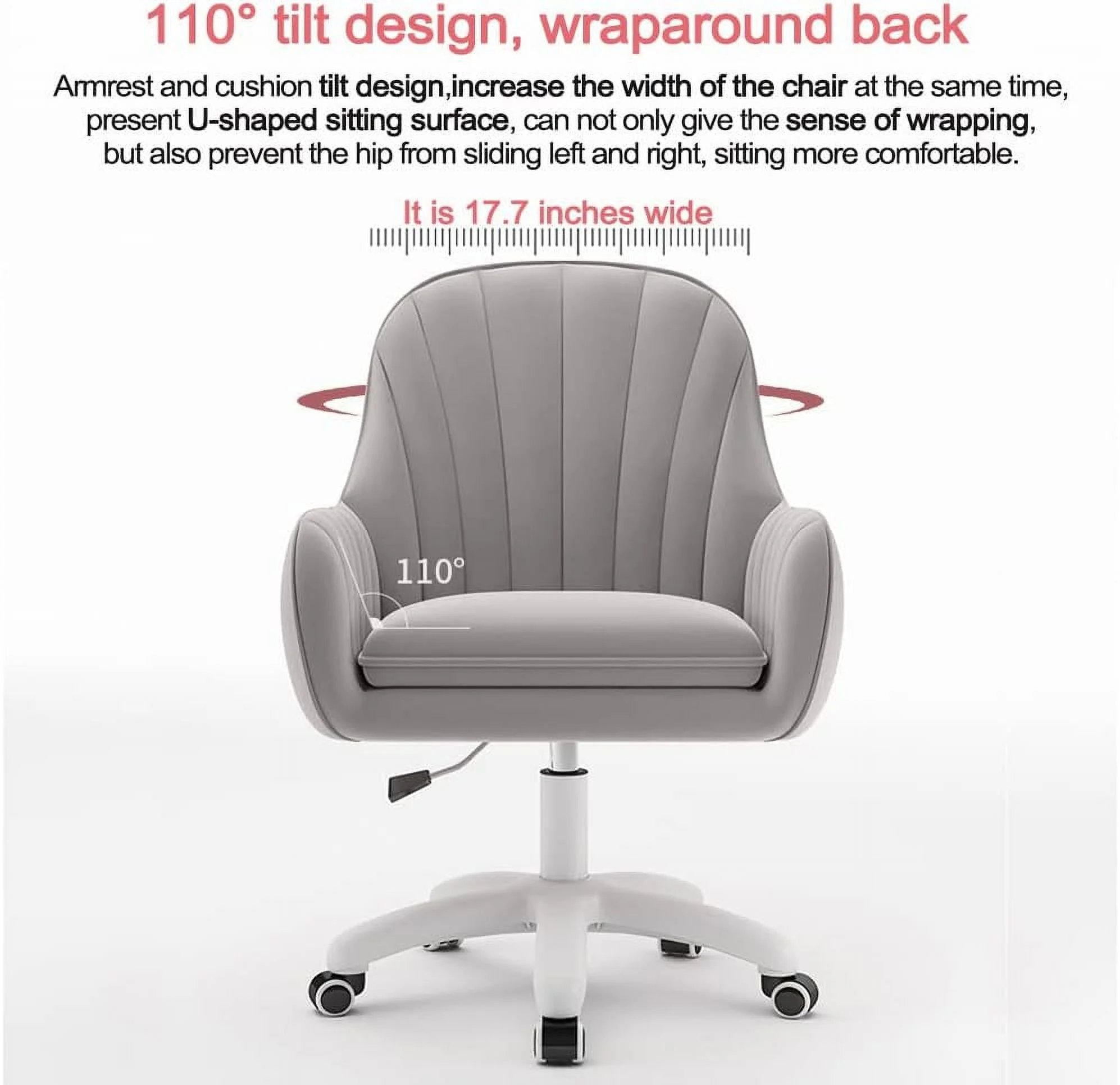 Home Office Chair Computer Chair with Mid-Back Upholstered Modern Tufted Computer Task Chair Swivel Height Adjustable Velvet Accent Chair.��White��