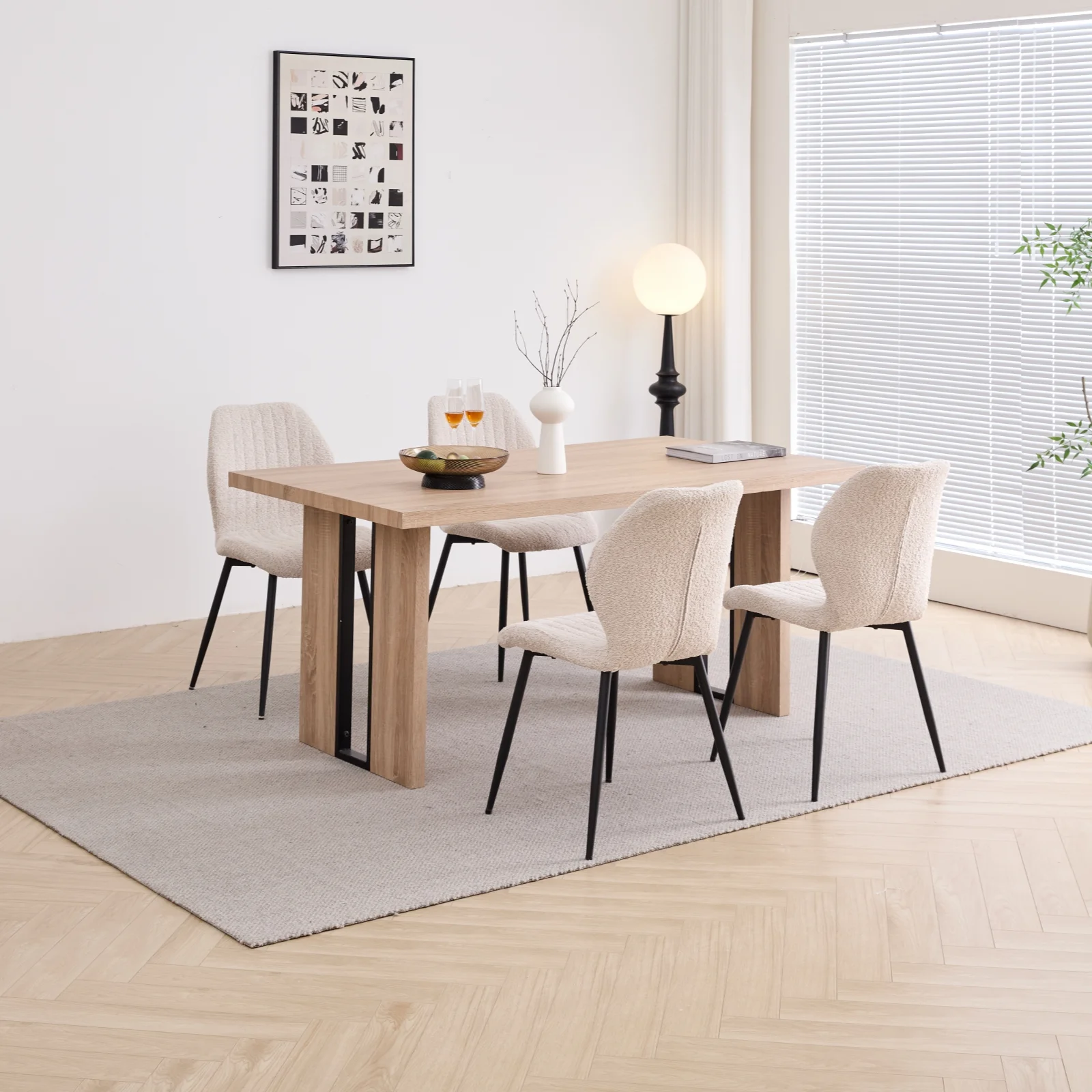 5pcs Rectangle Dining Table Chairs Set for 4, 63