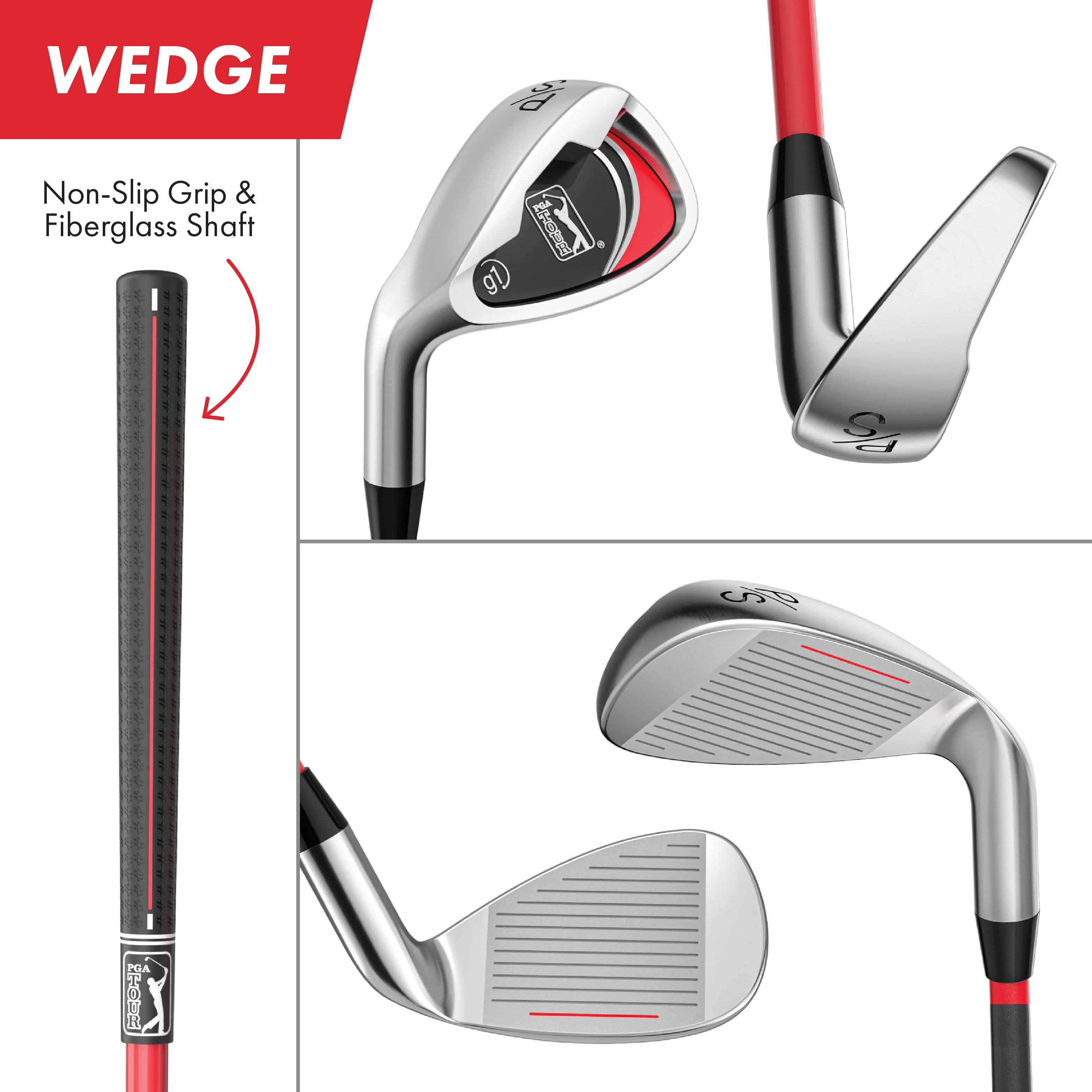 PGA Tour Right-Handed 10 Piece Kids Golf Club Stand Bag Set; Player Height 4'8 - 5'2