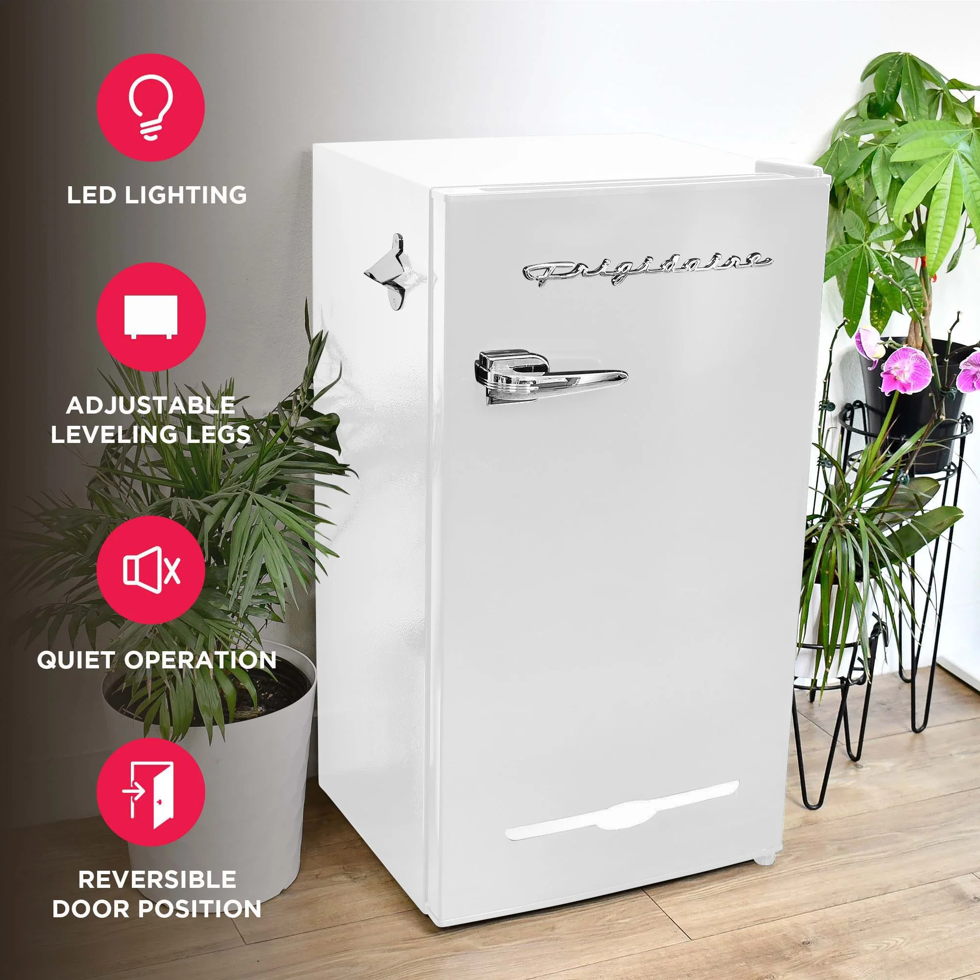 Frigidaire EFR376-C-PINK 3.2-Cu.-Ft. 65-Watt Retro Bar Fridge with Side Bottle Opener (Pink)