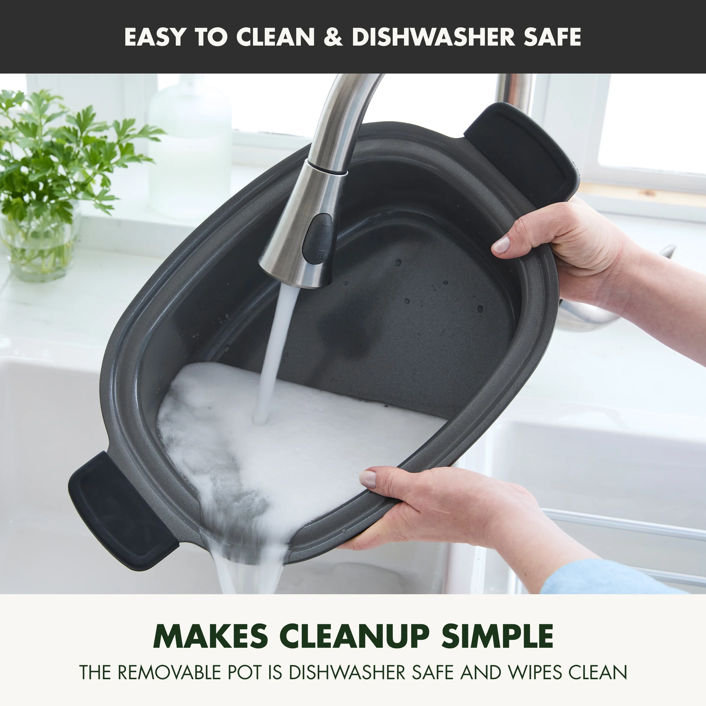 GreenPan 6-Quart, 14-in-1 Slow Cooker, Family Size, Ceramic Nonstick, Dishwasher Safe Parts, Black