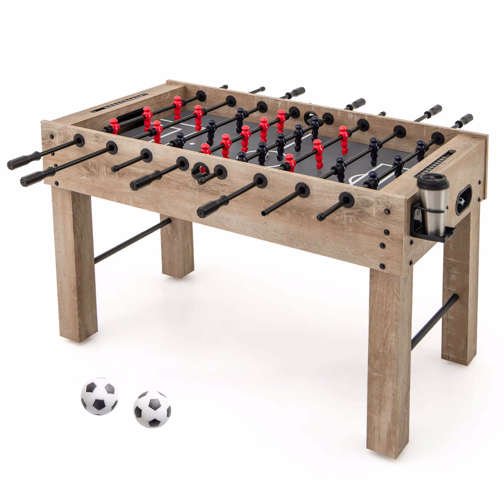 Costway 54 Inches Full Size Foosball Table with Legs 2 Balls & 2 Foldable Cup Holders