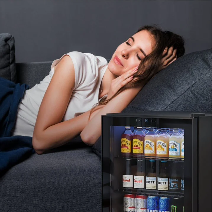 Yeego Beverage Cooler Refrigerator, Freestanding Beverage Fridge with Glass Door,102 Cans