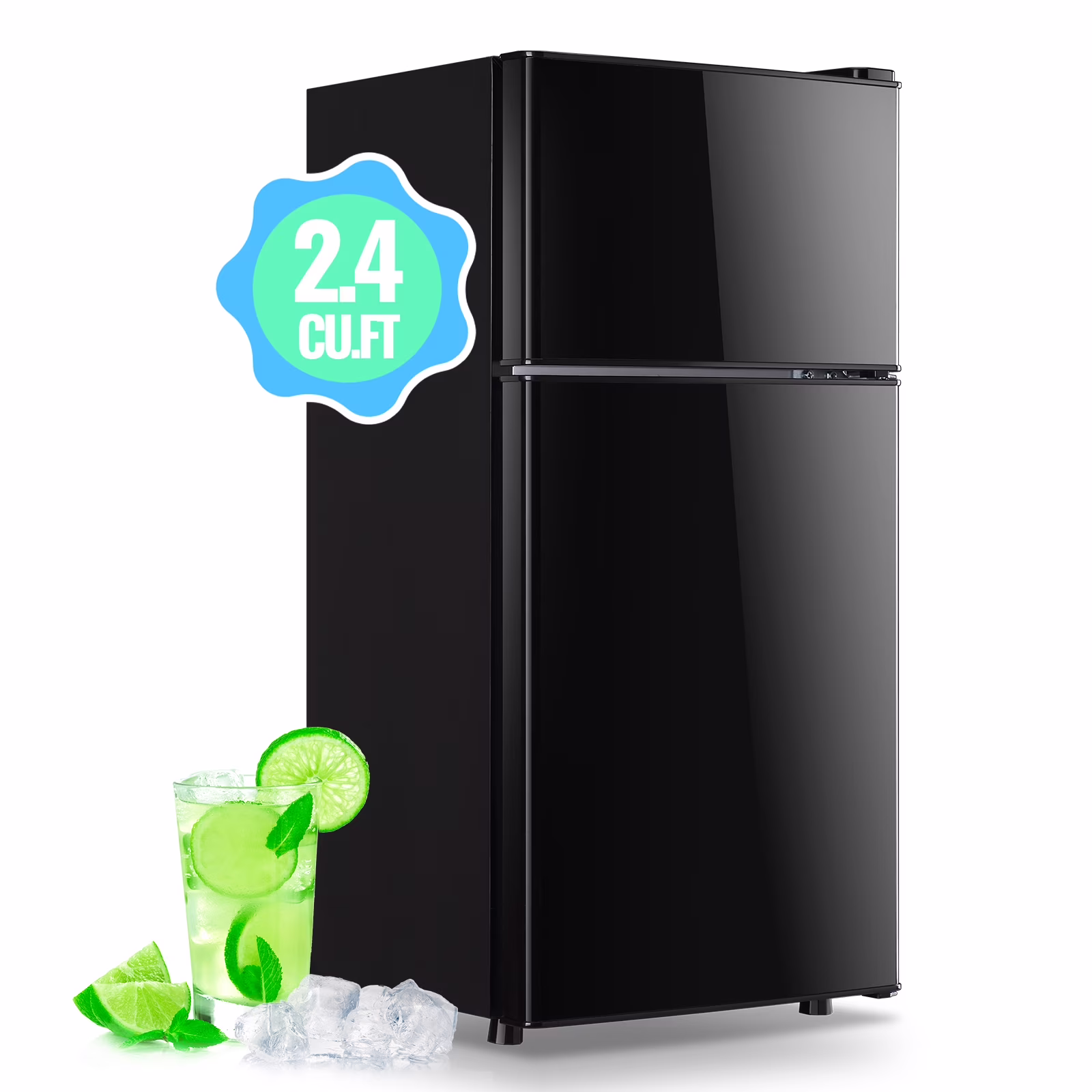 DEMULLER 2.4 Cu.ft Refrigerator Mini Fridge with Freezer Dual Door Personal Fridge New Silver Sale