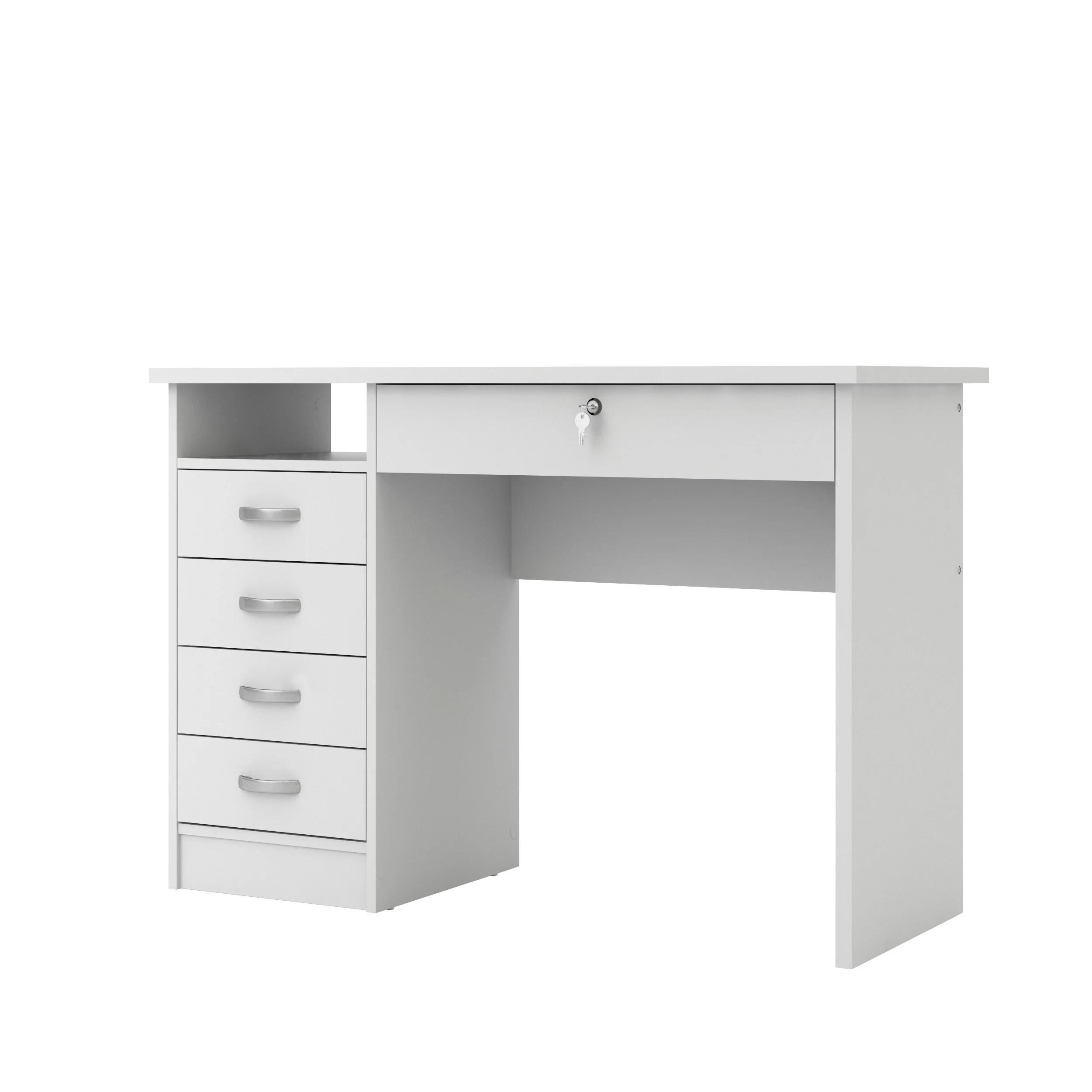 Tvilum Walden 5 Drawer Office Desk with 1 Locking Drawer for Adults, White