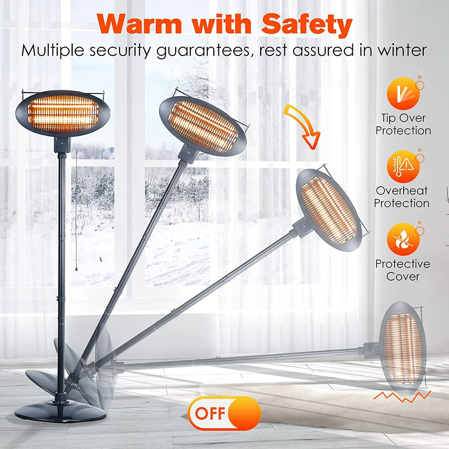 iMeshbean Patio Heater-Mounted 600/1500W Infrared Outdoor Heater Ceiling Mounted Style