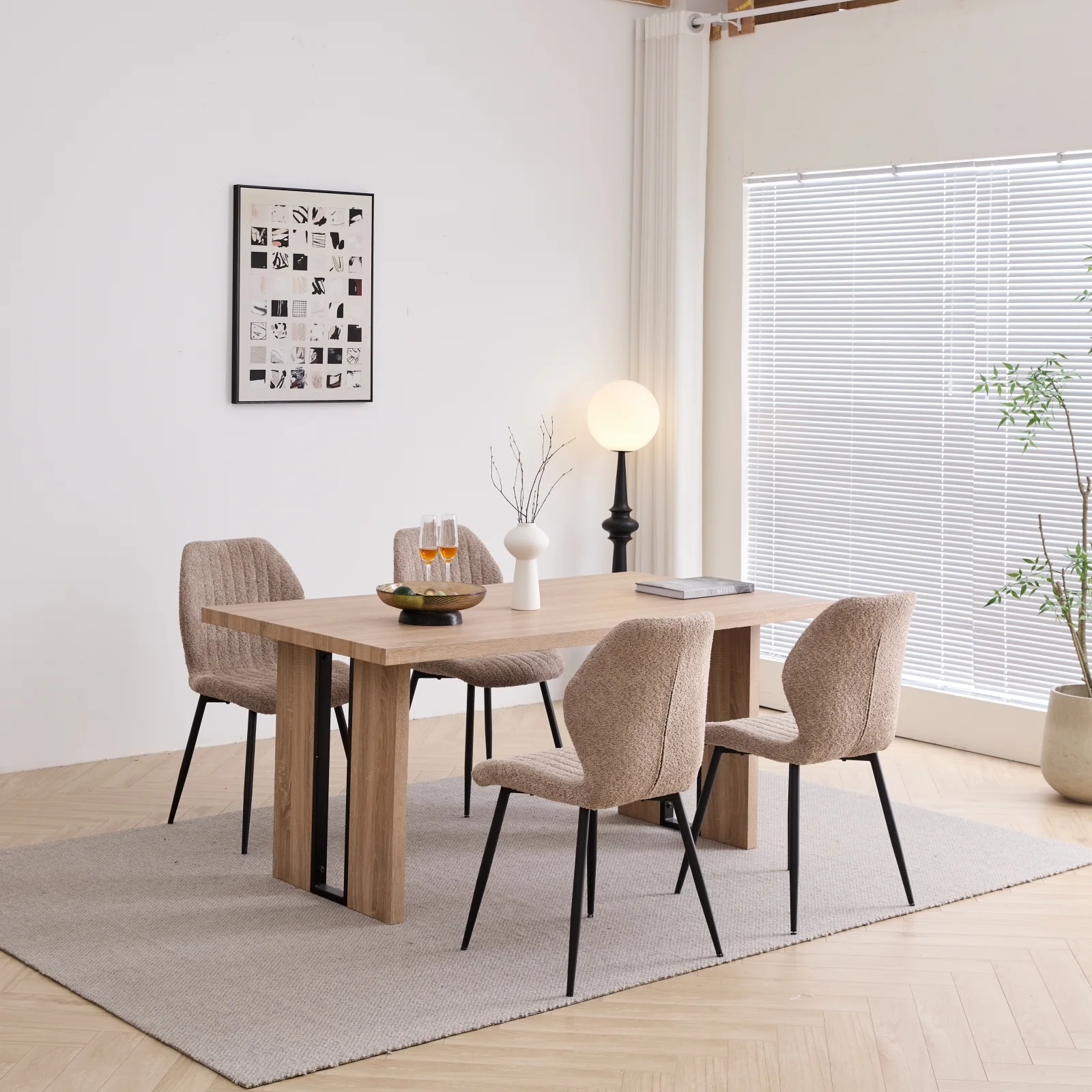 5pcs Rectangle Dining Table Chairs Set for 4, 63