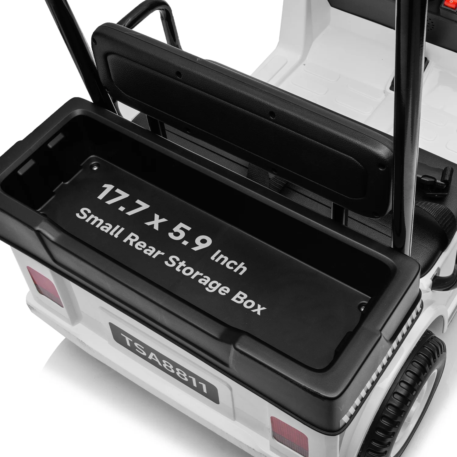 Track Seven 24V Ride on Car, Electric Golf Cart with Ceiling, Ride on Truck with Remote Control, Music, Rear Storage Box, Electric Car for Boys Girls Age 3+, 18.5