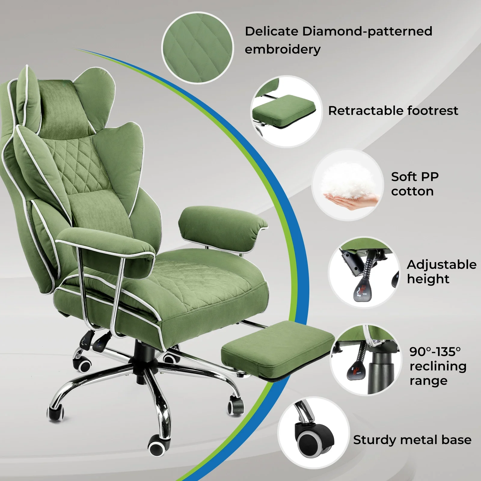 LUCKLIFE Big & Tall Office & Gaming Chair 400LBS Capacity, Wide Ergonomic Seat with Footrest, Adjustable Armrests, Black