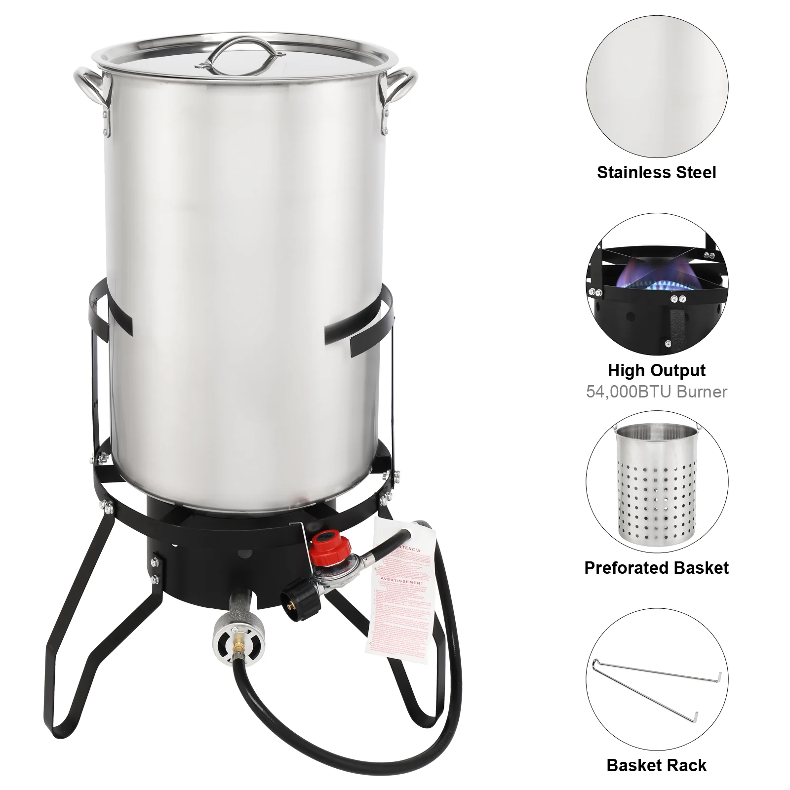 Ktaxon Propane Outdoor Fryer Stainless Steel Frying/Boiling Turkey Fryer Pot 50QT